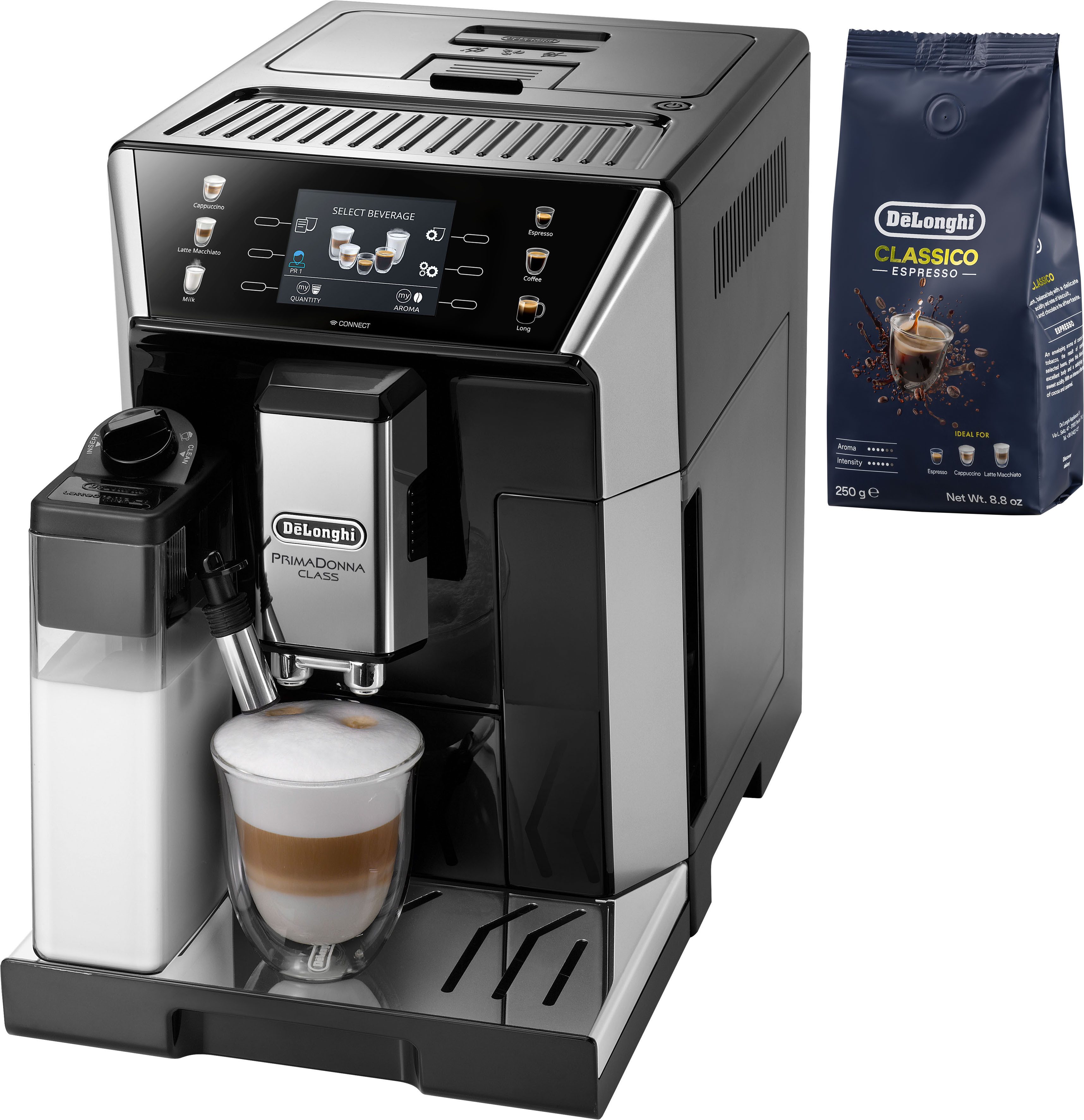 De'Longhi Volautomatisch koffiezetapparaat PrimaDonna Class ECAM550.65.SB - Perfect melkschuim, Roestvrij staal