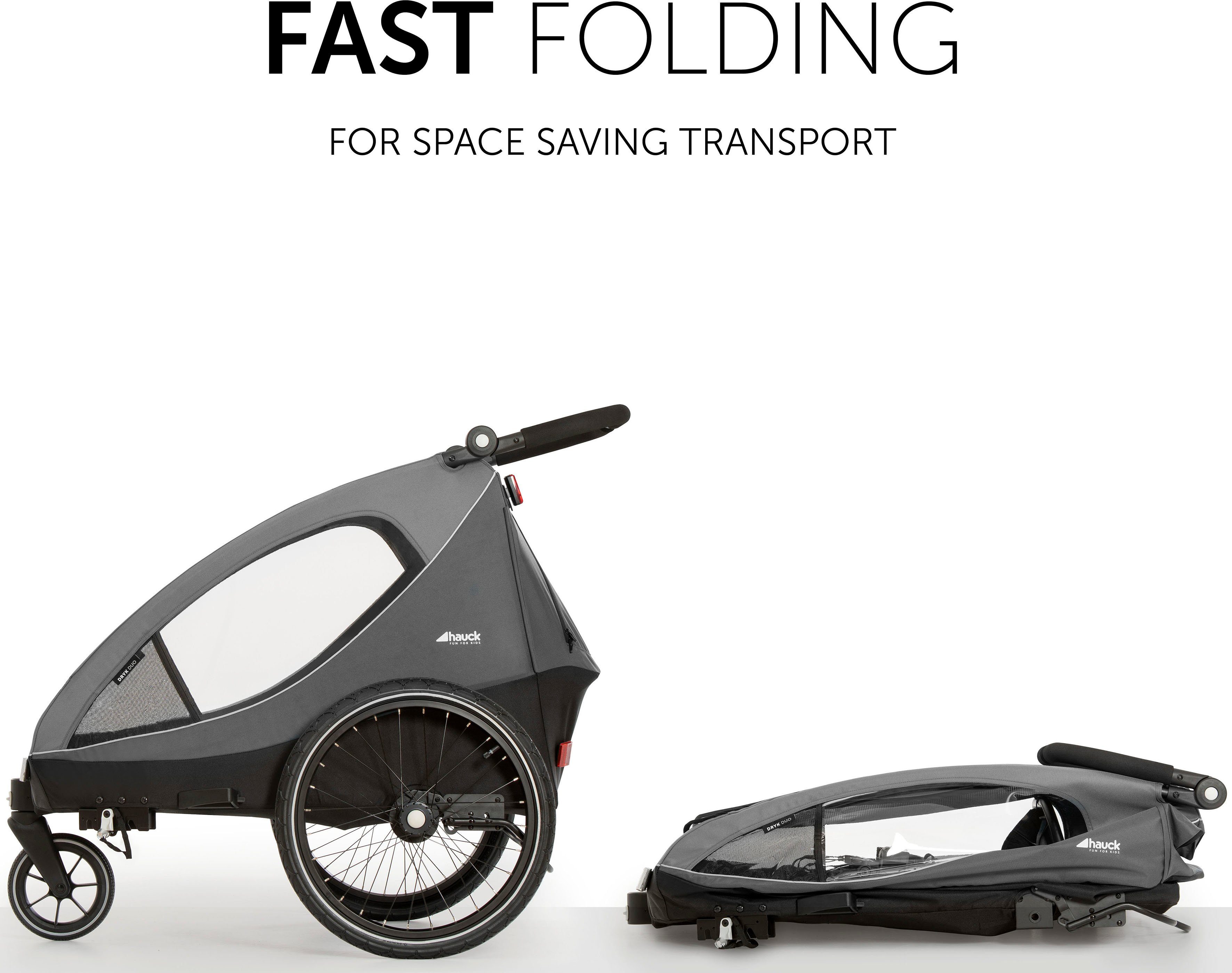 Hauck Kinderen fiets aanhanger 2in1 Fietstrailer en Buggy Dryk Duo, grijs