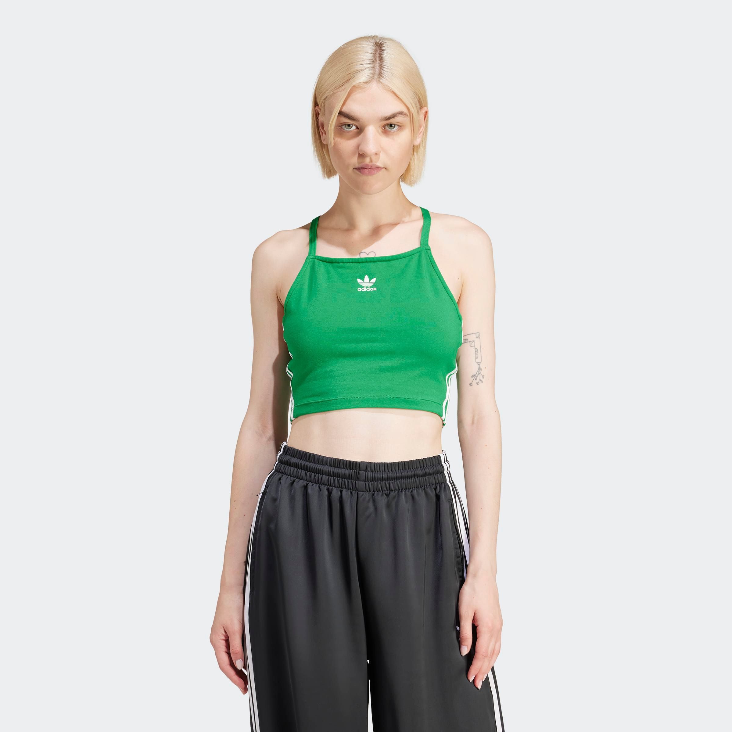 adidas Originals Tanktop 3 S CROP TOP dames tanktops maat M groen