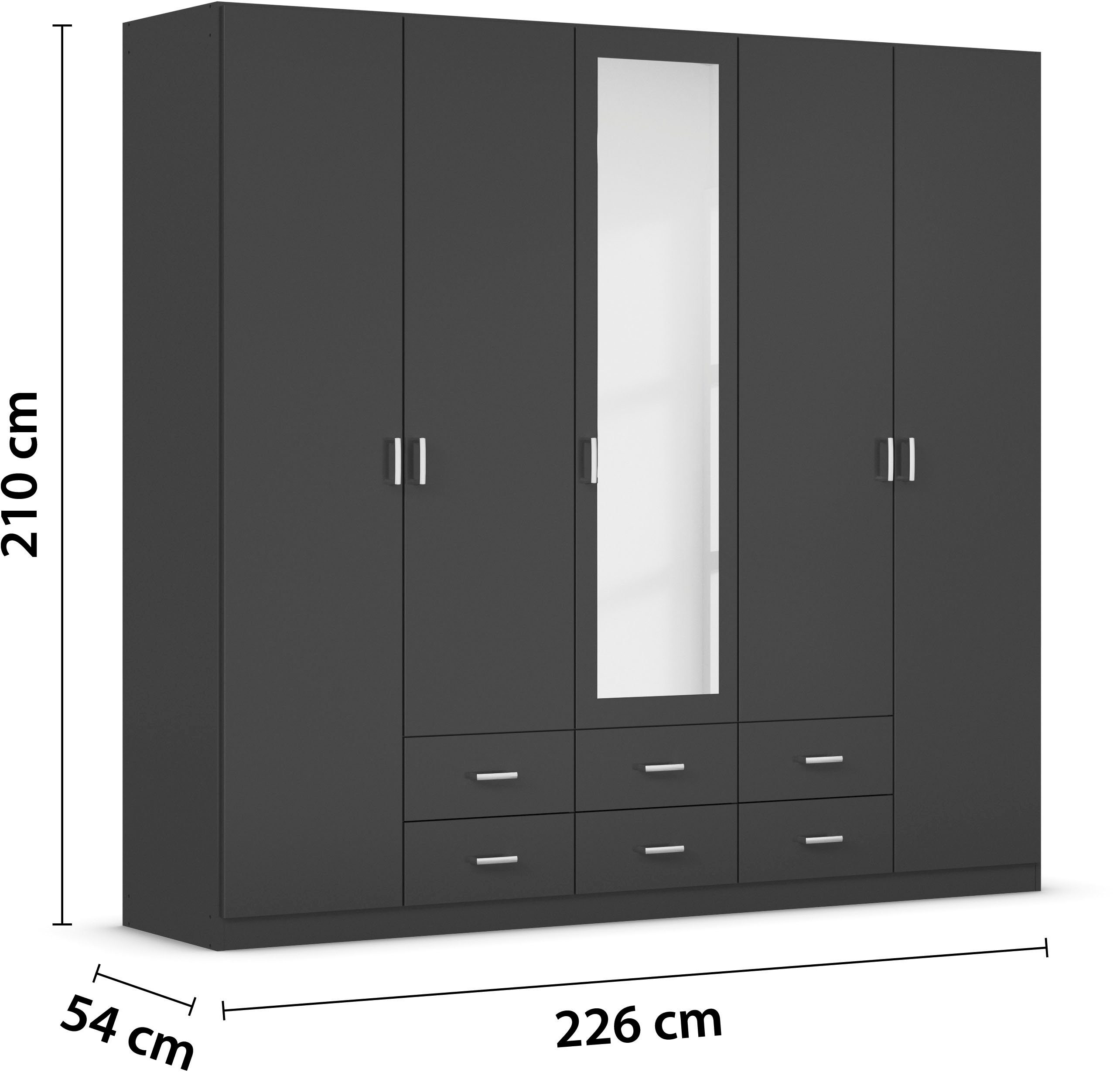 rauch Kledingkast Kast Garderobe Wasmand GAMMA in 3 Breedtes veel opbergruimte met 6 lades, met spiegel topseller made in germany