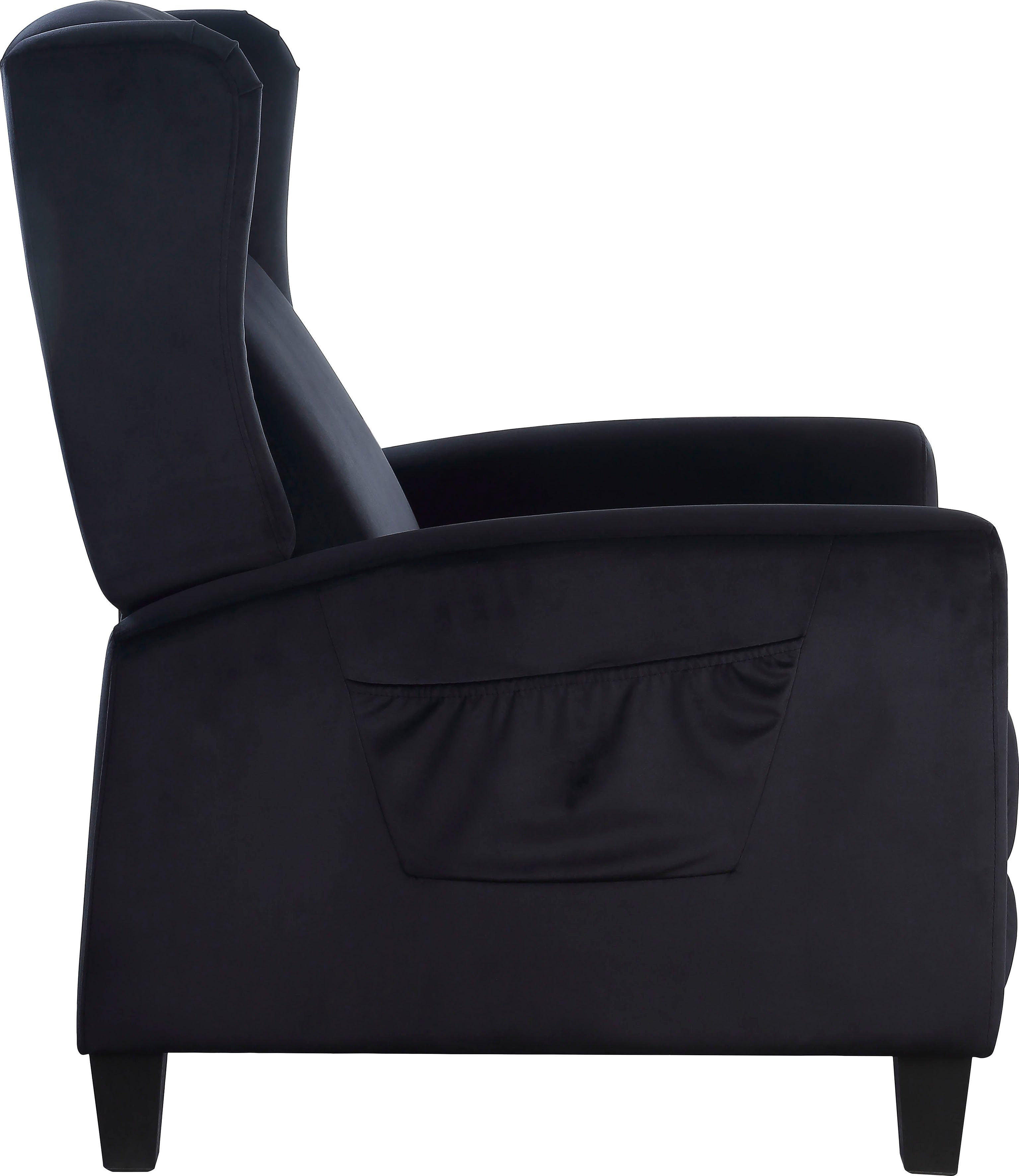 ATLANTIC home collection Relaxfauteuil Timo klassieke oorfauteuil met relaxfunctie en praktisch zijvak