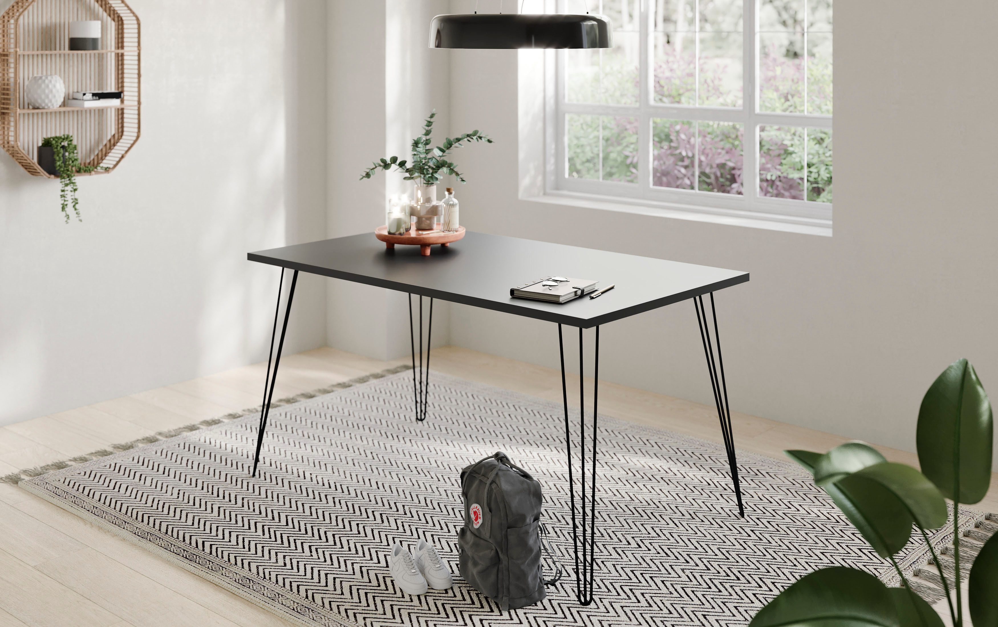 Schildmeyer Tafeltje Fynn Tafelpoten van metaal bureaus maat 120,0 cm x 74,0 cm x 80,0 cm zwart