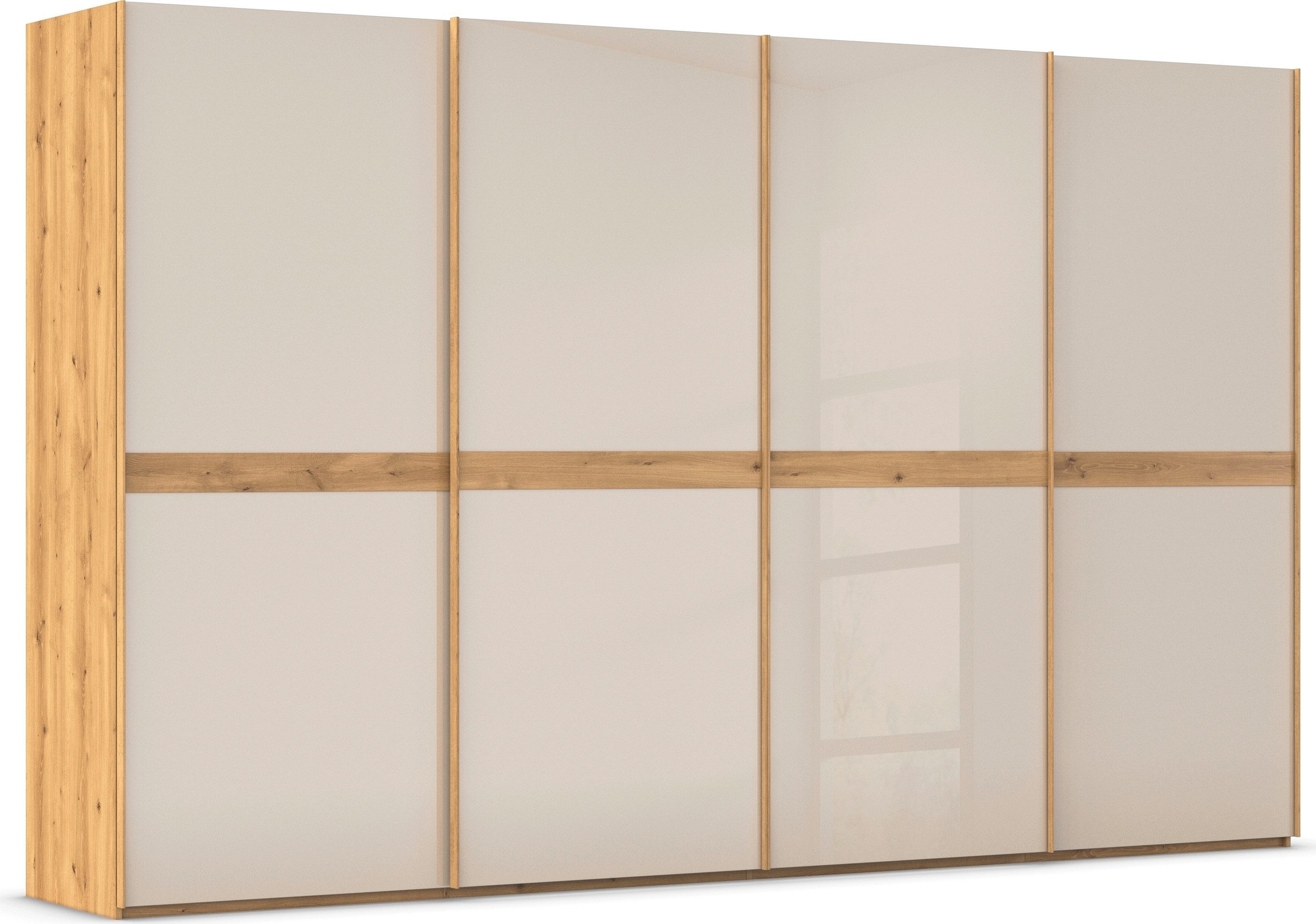 rauch Schuifdeurkast Kledingkast kast garderobe slaapkamerkast SCALE-LINE edel uiterlijk met buikband in corpuskleur met glasfront made in germany