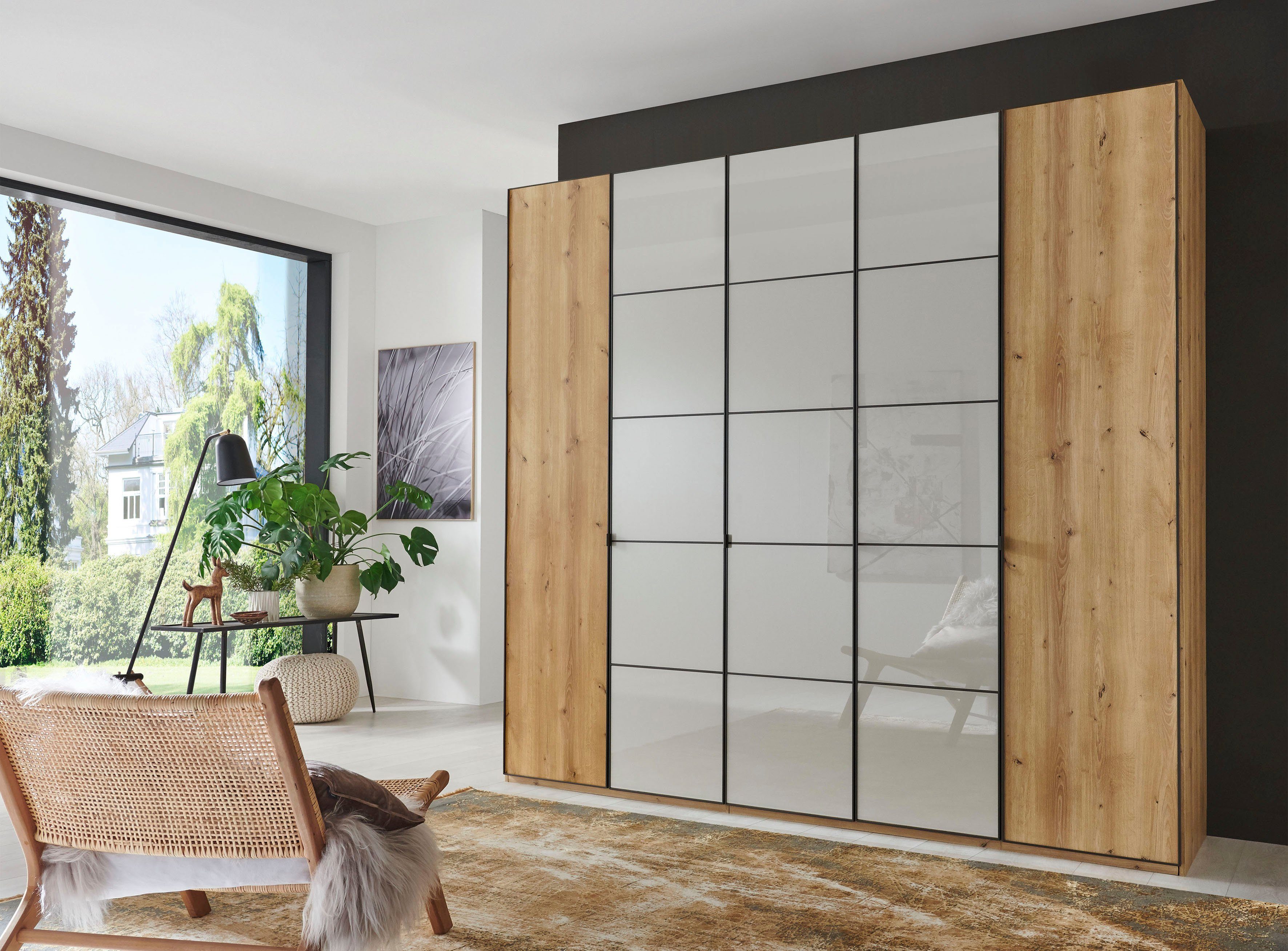 WIEMANN Draaideurkast Quito hoogwaardig beslag inclusief deurdemping kledingkasten maat 246,3 cm x 236 cm x 58 cm beige