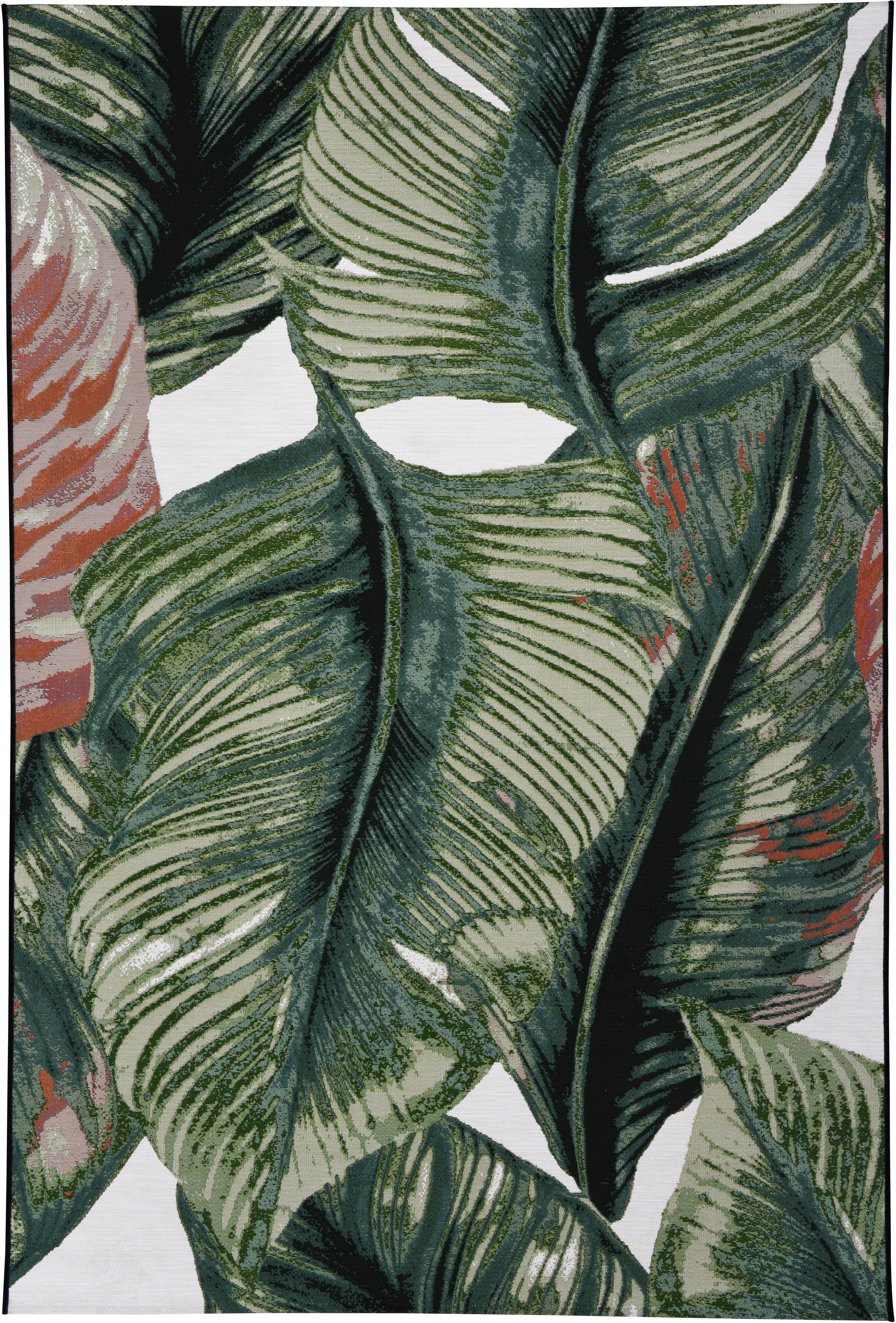 TOM TAILOR HOME Vloerkleed Garden Leaf Platweefsel, geschikt voor binnen en buiten, woonkamer