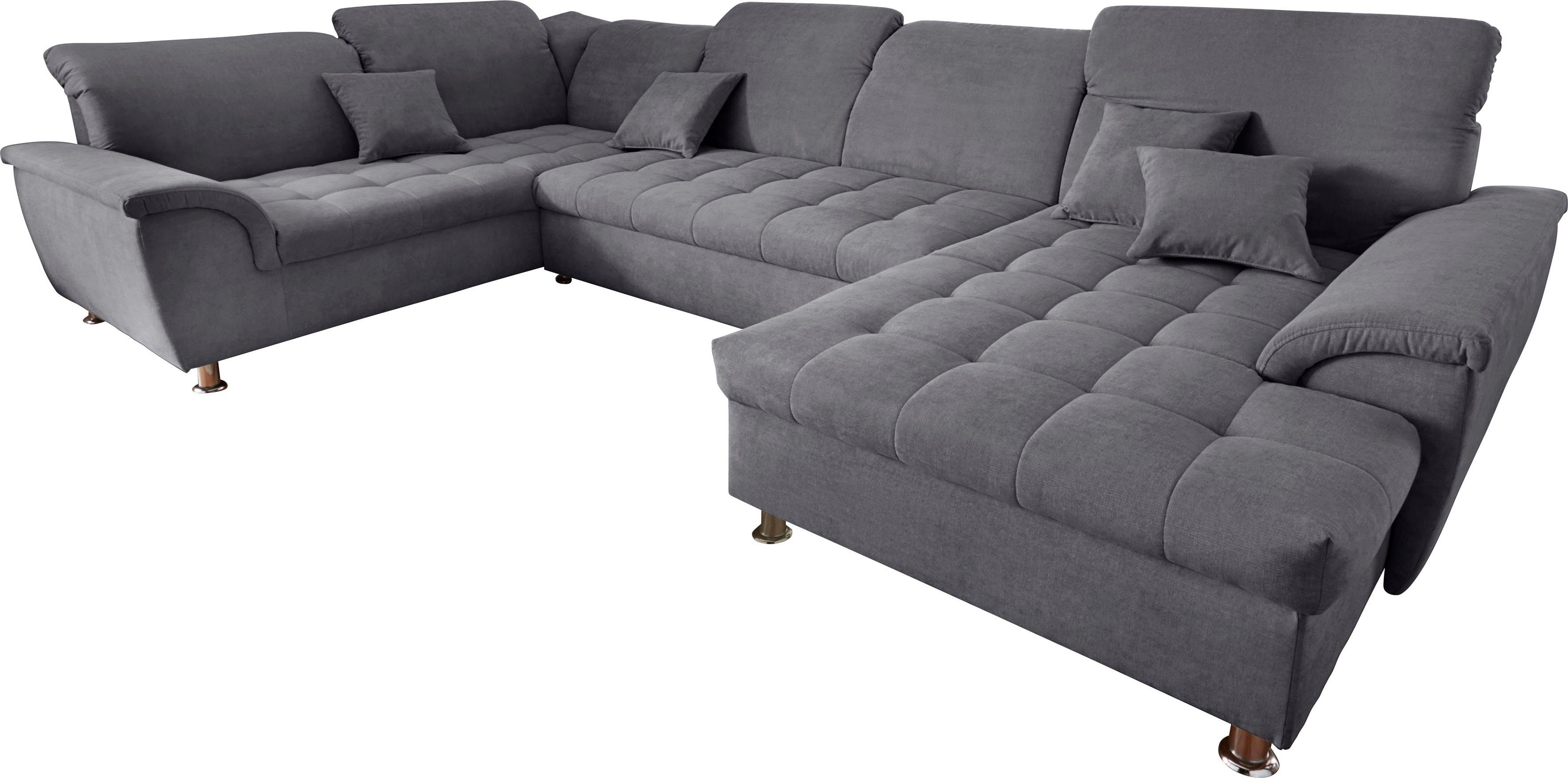 DOMO collection Zithoek Franzi Sitzbelastung 140 kg, wahlweise mit Kopfteilverstellung in xxl-formaat b/d/h: 352x214x80 cm , stiksels in de zitting, u-model