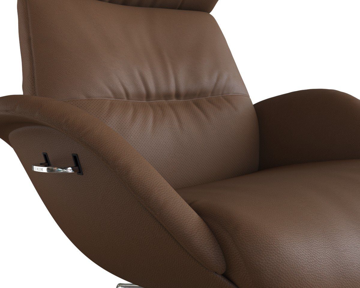 FLEXLUX Relaxfauteuil More, functionele stoel, gestoffeerde stoel, armleunstoel, TV-fauteuil Premium comfort, rug- en hoofdeindeverstelling, draaibaar, voet van aluminium