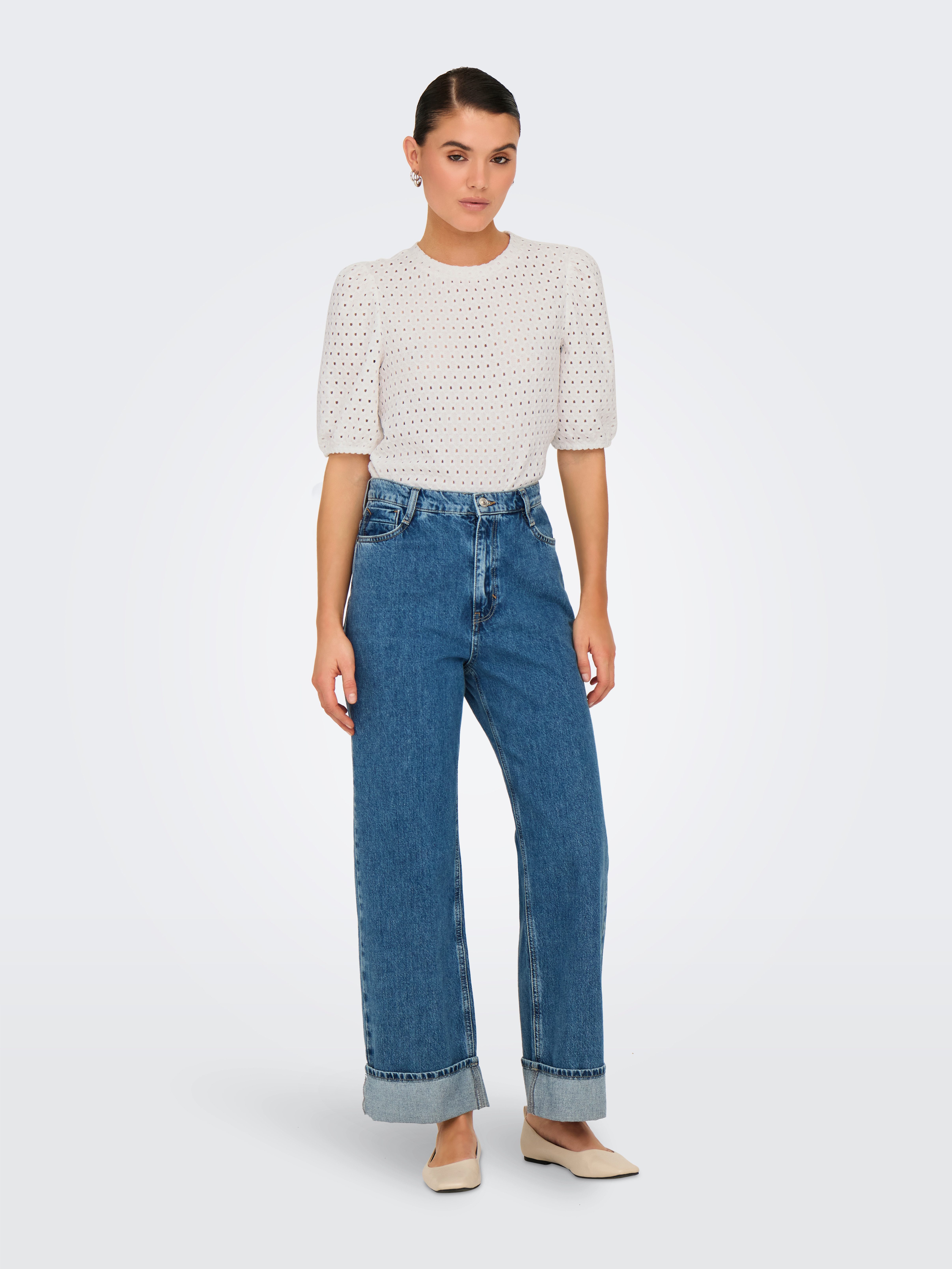 Only Shirt met korte mouwen ONLELISA S/S O-NECK TOP BOX JRS