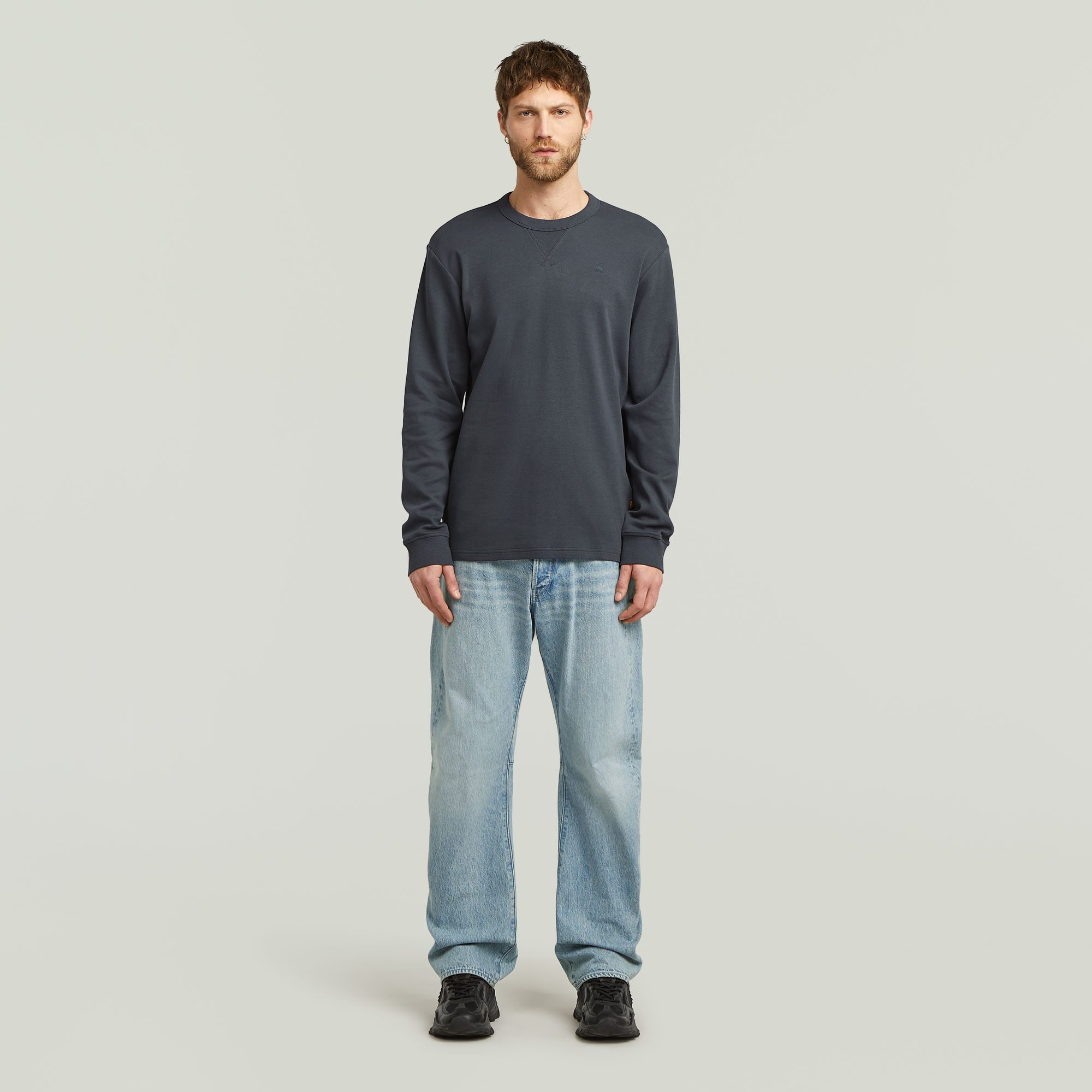 G-Star RAW Longsleeve Nifous R met geribbelde inzet aan de voorkant