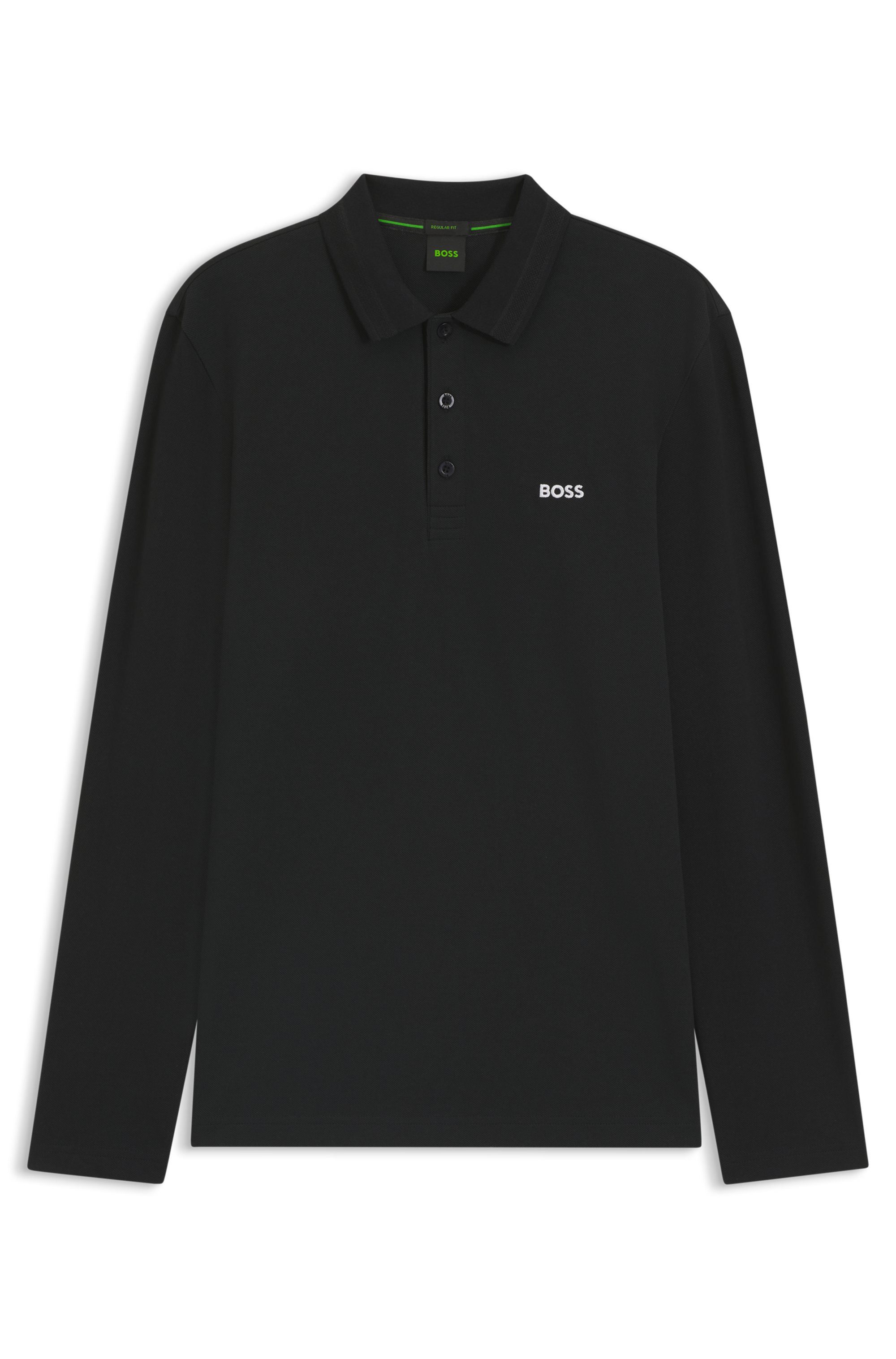 BOSS GREEN Poloshirt met lange mouwen Plisy met strepen op de kraag