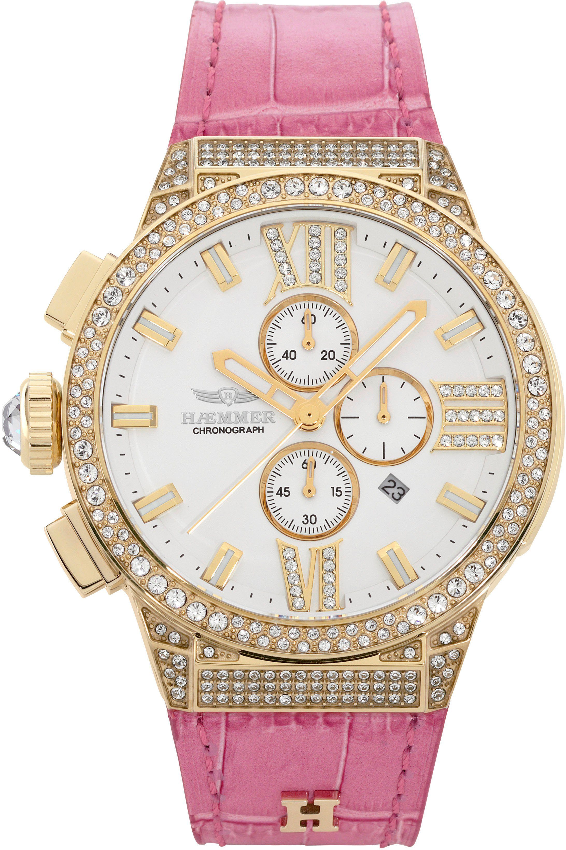HAEMMER GERMANY Chronograaf FANNY, E-032 Quartzhorloge, dameshorloge, datum, stopwatchfunctie,...