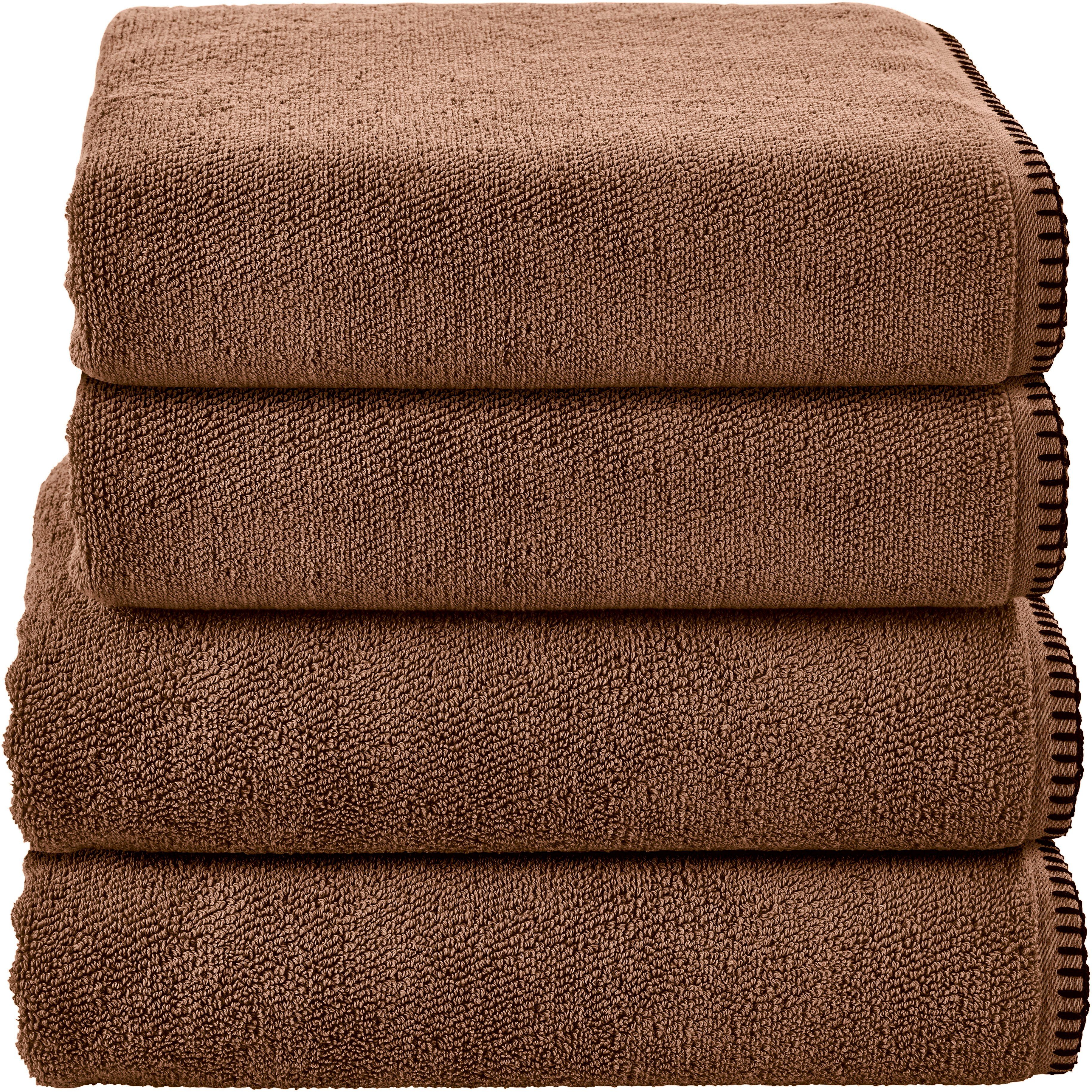 done. Handdoekenset Deluxe Prime 2x handdoeken (50x100 cm), 2x douchehanddoeken (70x140 cm) (set, 4 stuks) handdoeken bruin