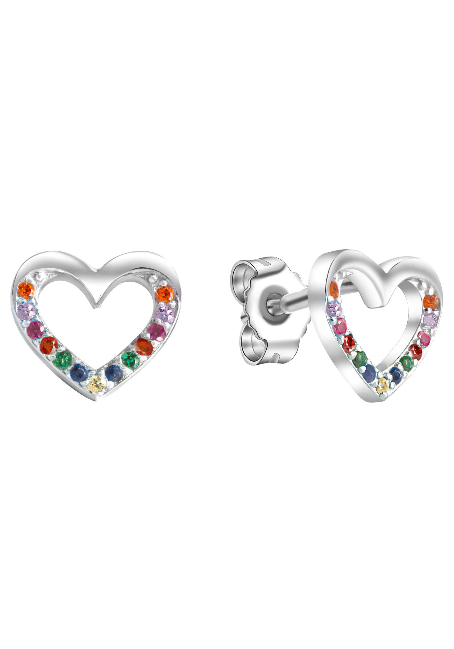 Firetti Oorstekers Sieraad cadeau zilverkleur 925 oorbellen hart dames oorbellen multicolor