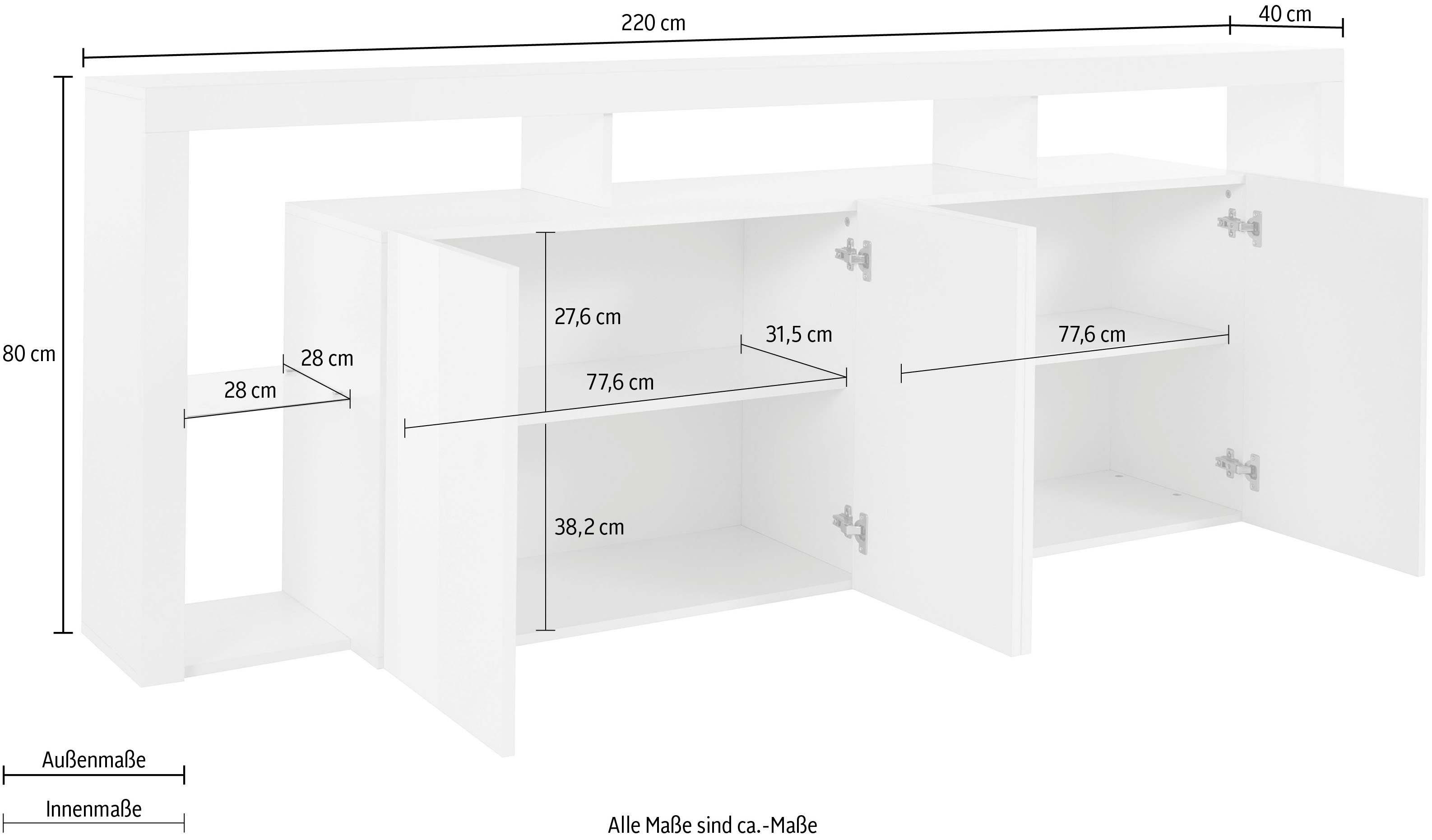 INOSIGN Dressoir Essential Breedte ca. 220 cm