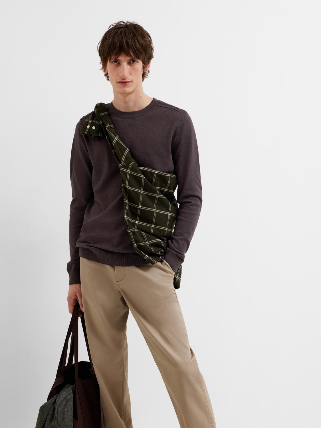 SELECTED HOMME Gebreide trui SLHBERG CREW NECK NOOS
