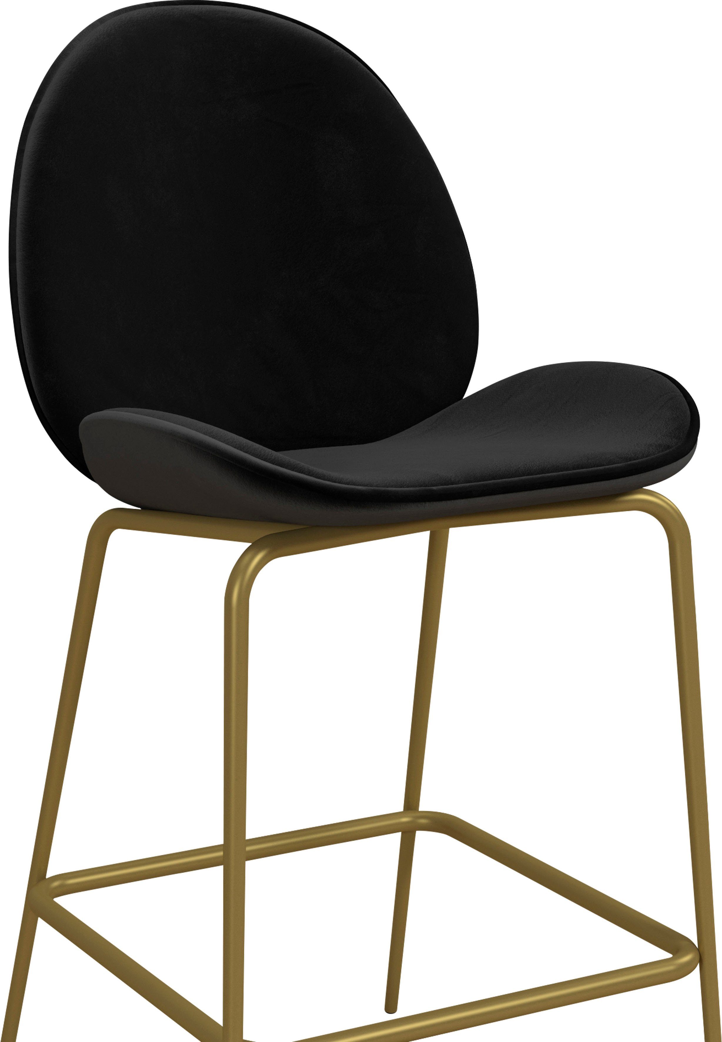 CosmoLiving by Cosmopolitan Barkruk Astor Zacht verdikte zitting en rugleuning, messingkleurig frame, zithoogte 63 cm (1 stuk)