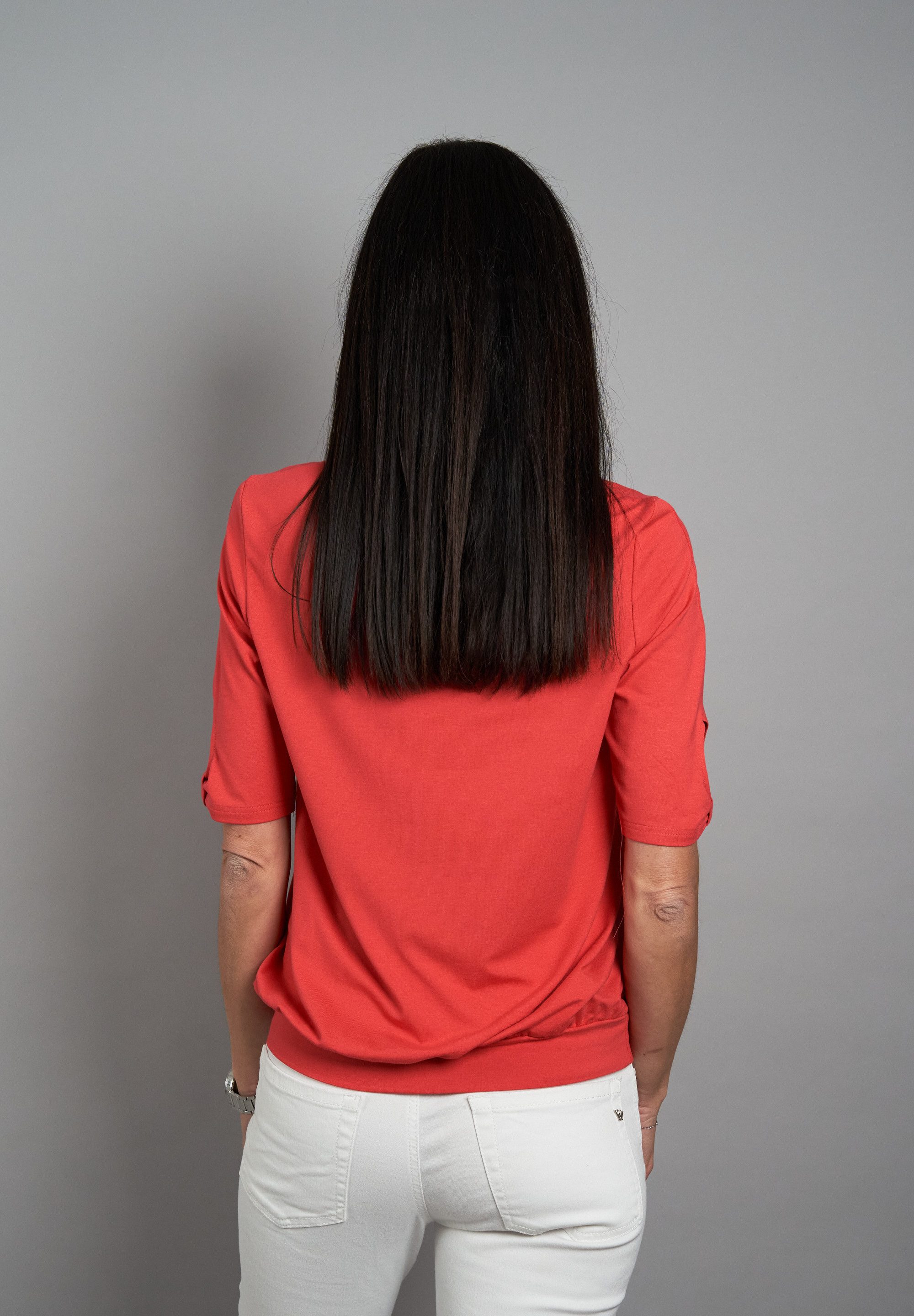 Seidel Moden Shirt met ronde hals met cut-out details, made in germany