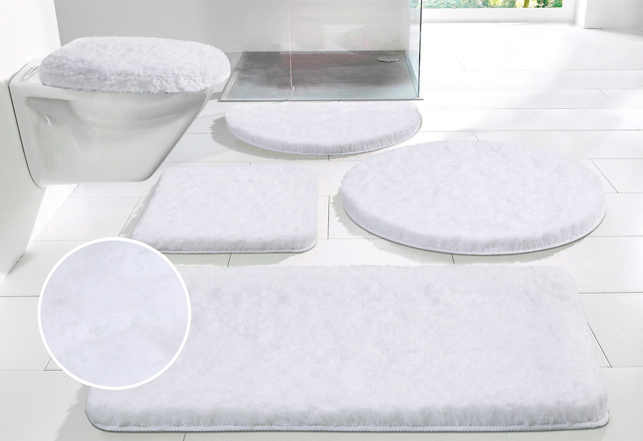 Guido Maria Kretschmer Home&Living Badmat Micro exclusief, badmat, badkamer tapijt badmatten maat 3-delige set voor hangend toilet wit