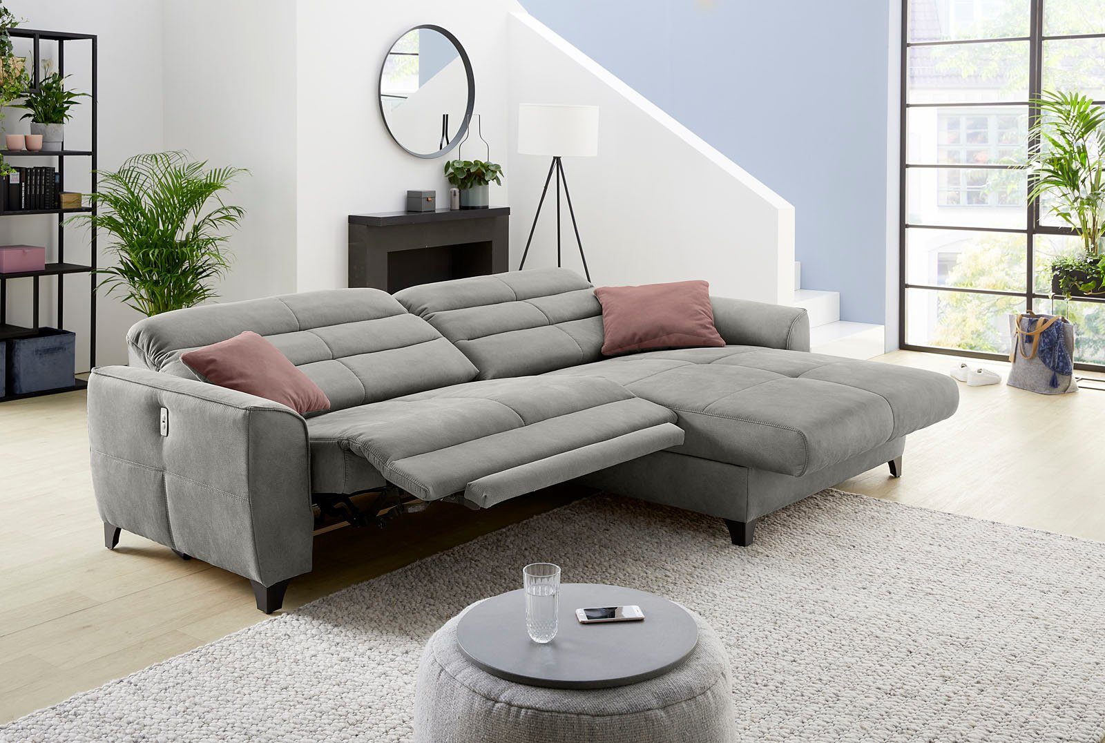 Jockenhöfer Gruppe Hoekbank Double One L-vorm met 2 x 120 cm brede, elektrisch verstelbare relaxfuncties