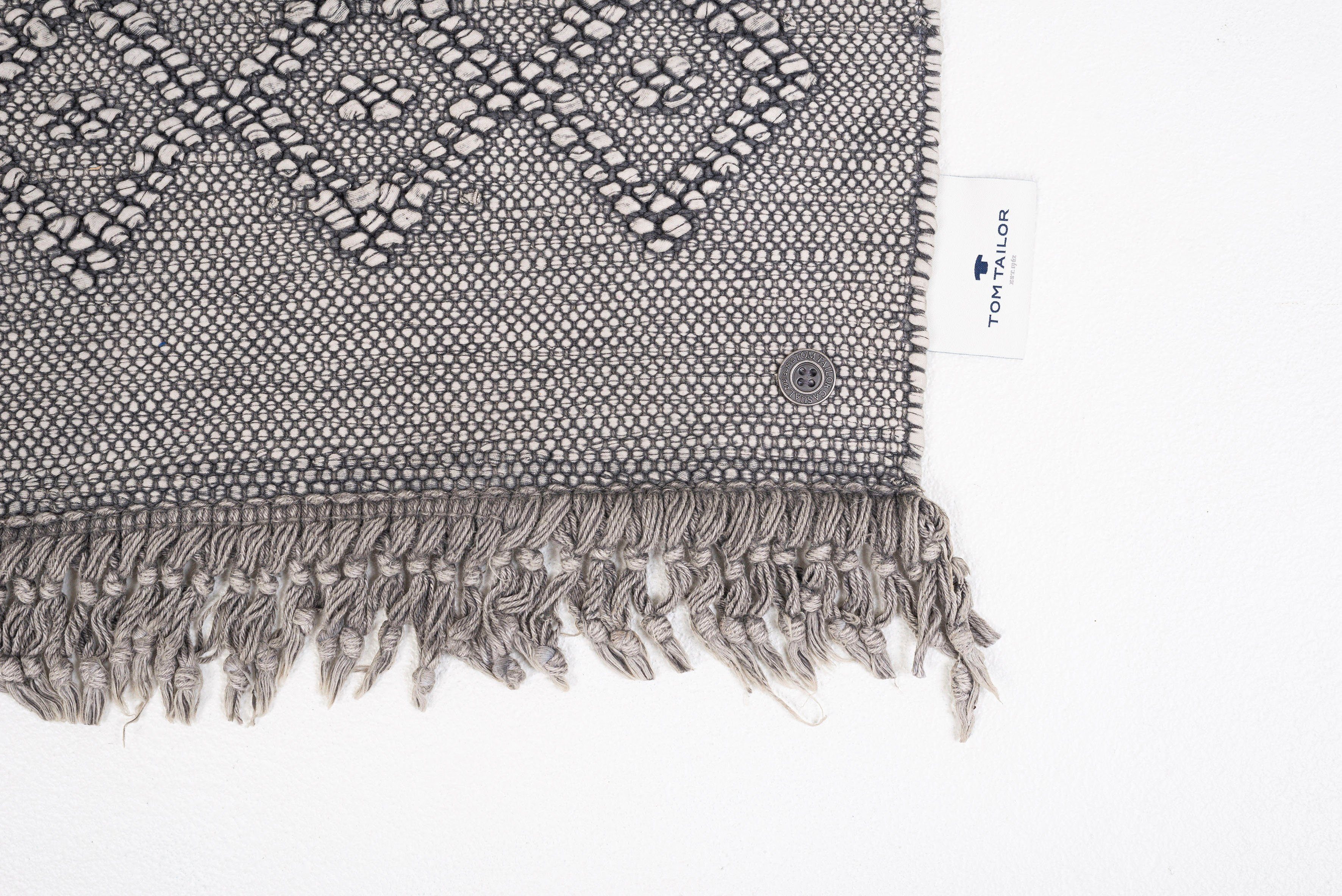 TOM TAILOR HOME Badmat Vintage wash Badmat, uni kleuren, ruitpatroon, met franjes, 100% katoen (1 stuk)