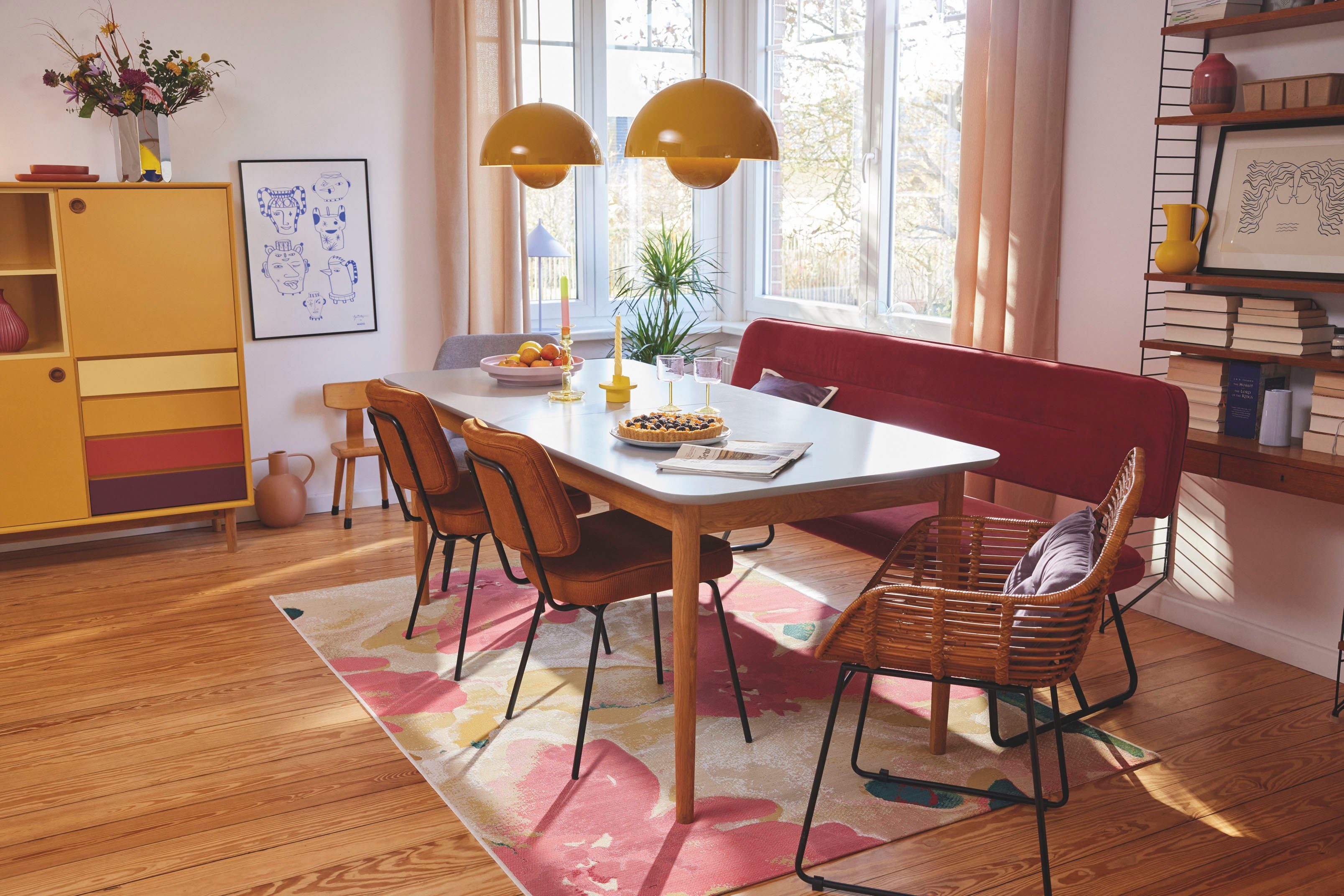 TOM TAILOR HOME Vloerkleed Garden Blossom Platweefsel, modern bloemendesign, geschikt voor binnen en buiten