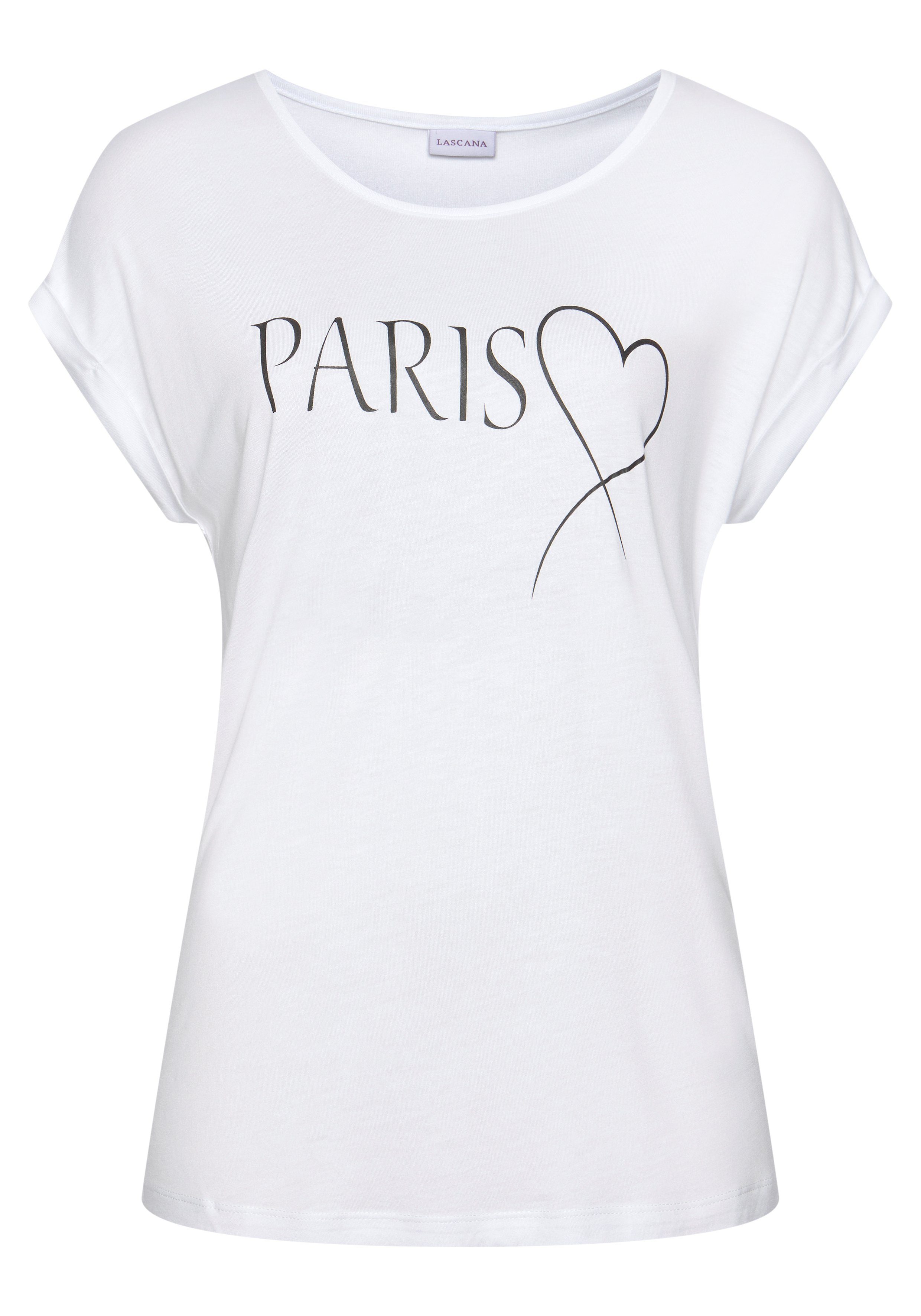 Lascana Shirt met korte mouwen met print aan de voorkant, t-shirt van zachte viscose, casual-chic