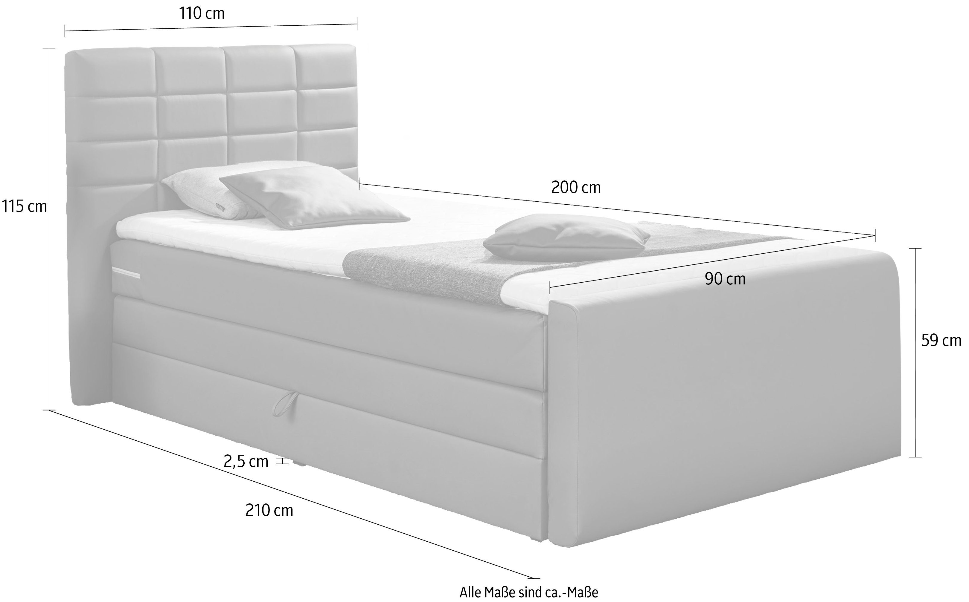 INOSIGN Boxspring Lethbridge incl. bedbox en matrastopper, twee matrastypes in h2