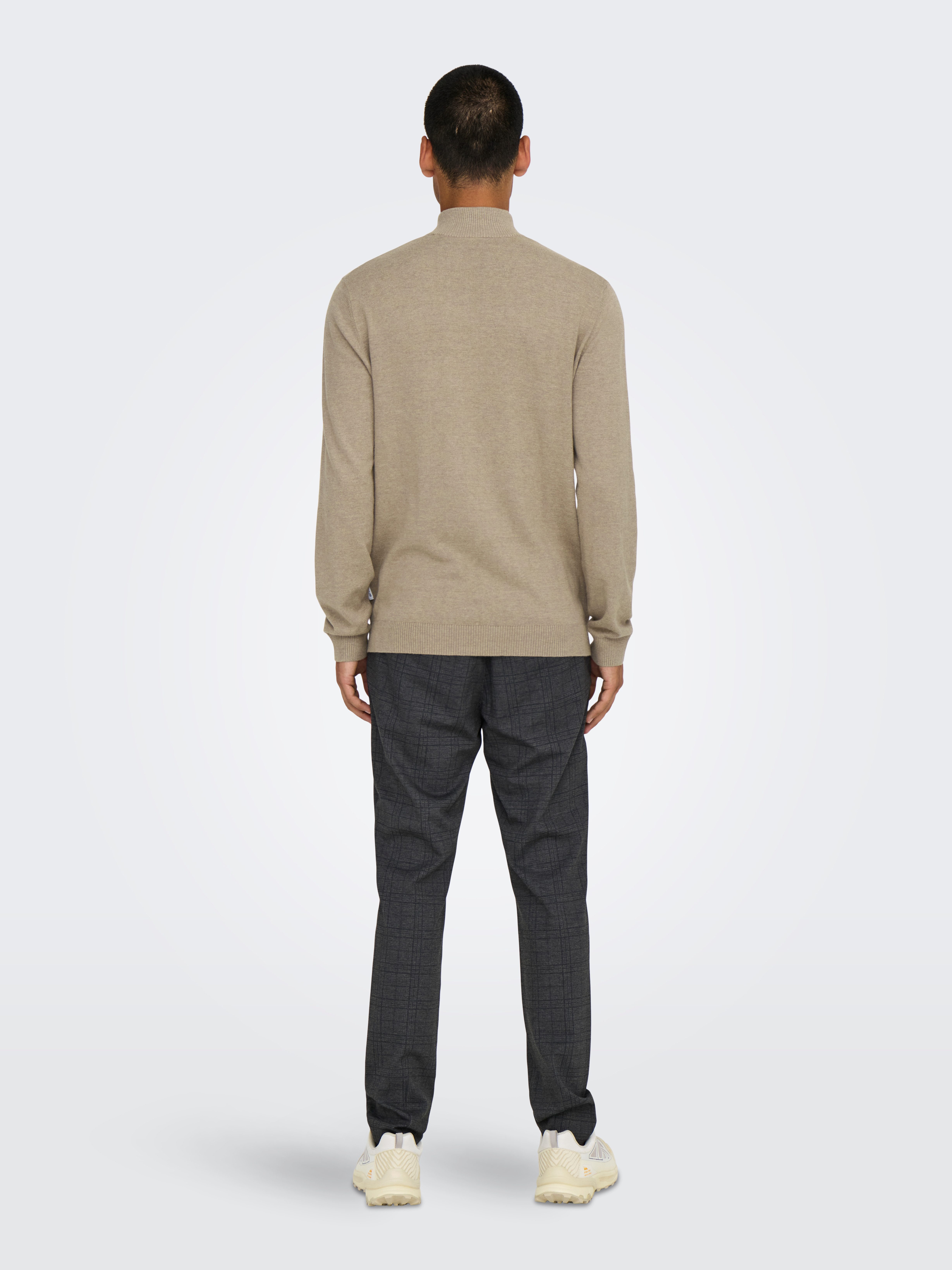 ONLY & SONS Schipperstrui ONSLOUI REG 12 MEL HALF ZIP KNIT NOOS