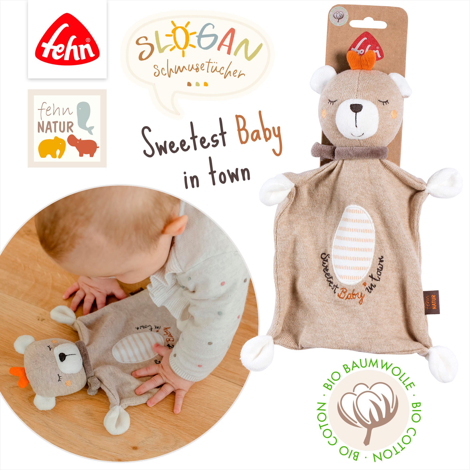 Fehn Knuffeldoek FehnNATUR, Teddy "Baby"