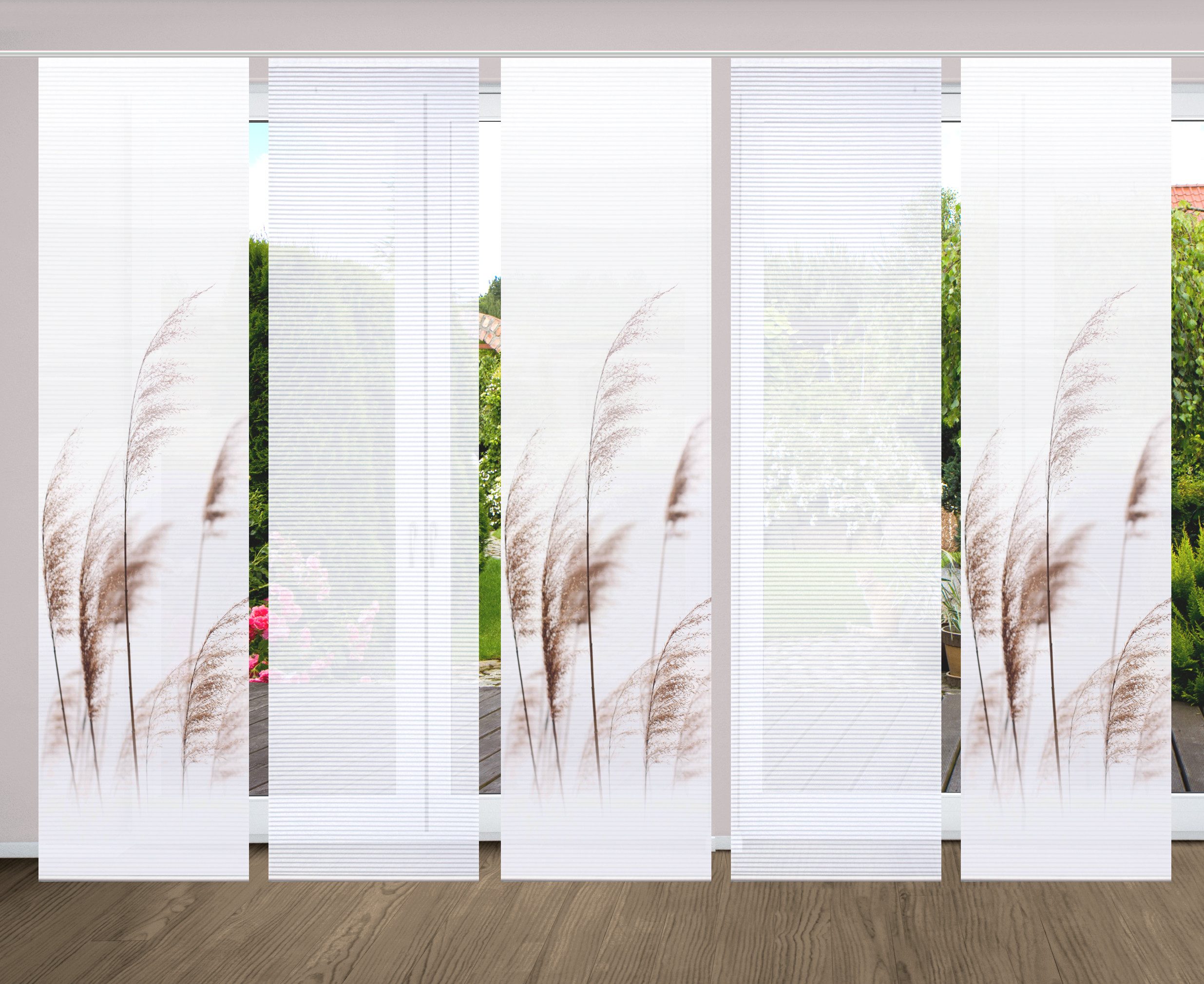 OTTO HOME in green Paneelgordijn PAMILO SET DIGITALE PRINT, BAMBOELOOK GERECYCLED (5 stuks) paneelgordijnen beige