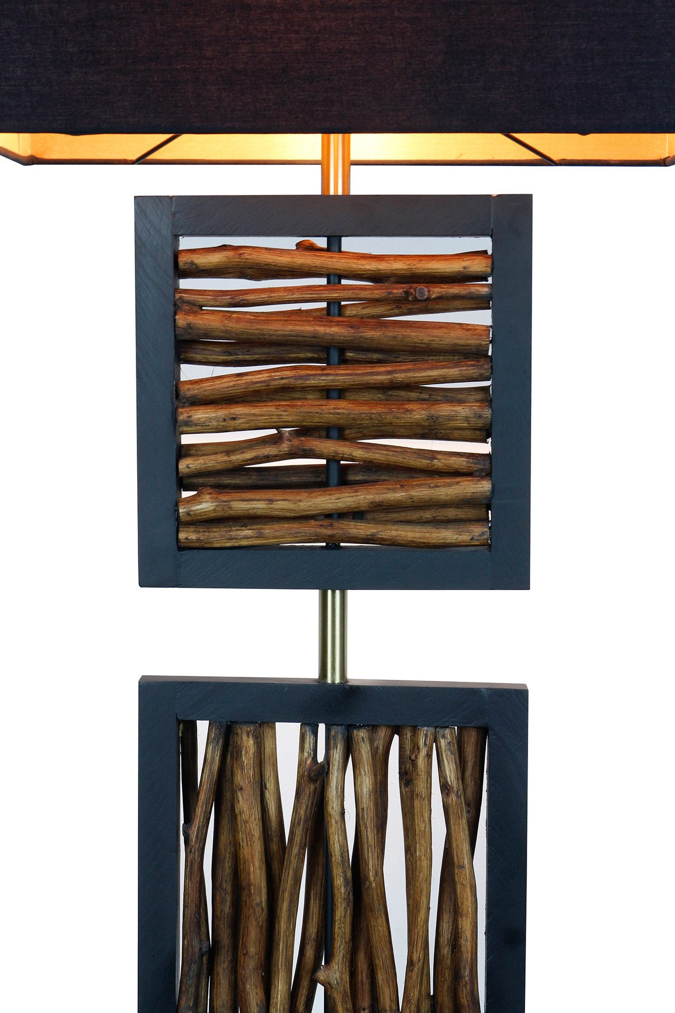 SalesFever Staande lamp Drijfhout Scherm binnenin goudkleur (1 stuk)