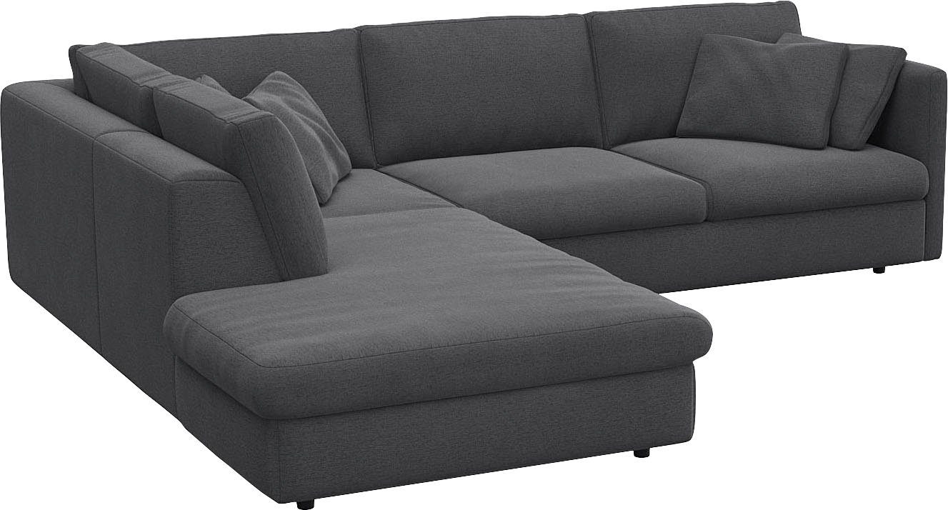 FLEXLUX Hoekbank Lovane, elegant en tijdloos, comfortabel, L-vorm Zacht en zeer comfortabel, grote zitdiepte op koudschuim, inclusief sierkussen