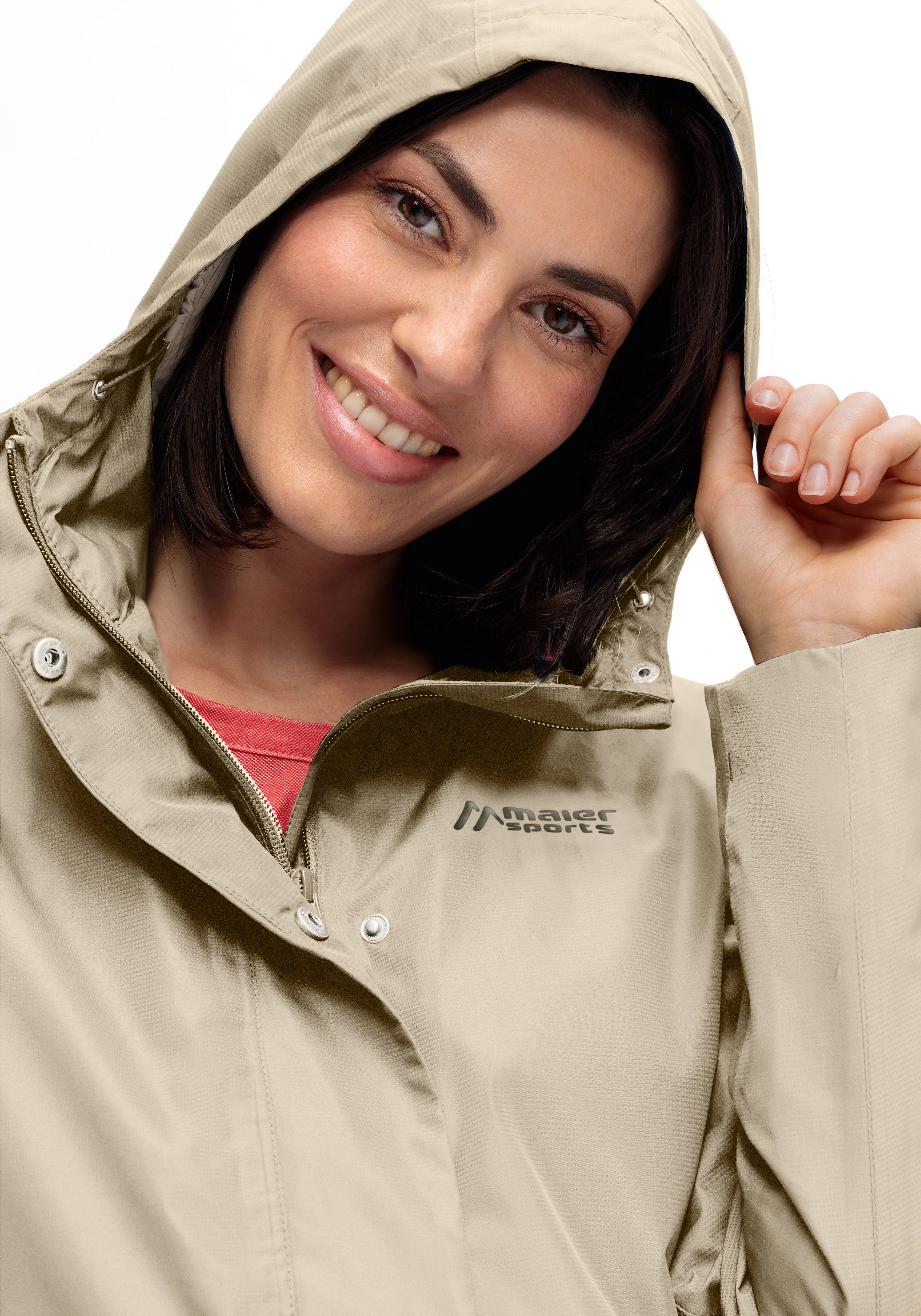 Maier Sports Outdoorjack Brocken Long W Dames jacke waterdicht, functionele jas met 2 buitenzakken + binnenzak