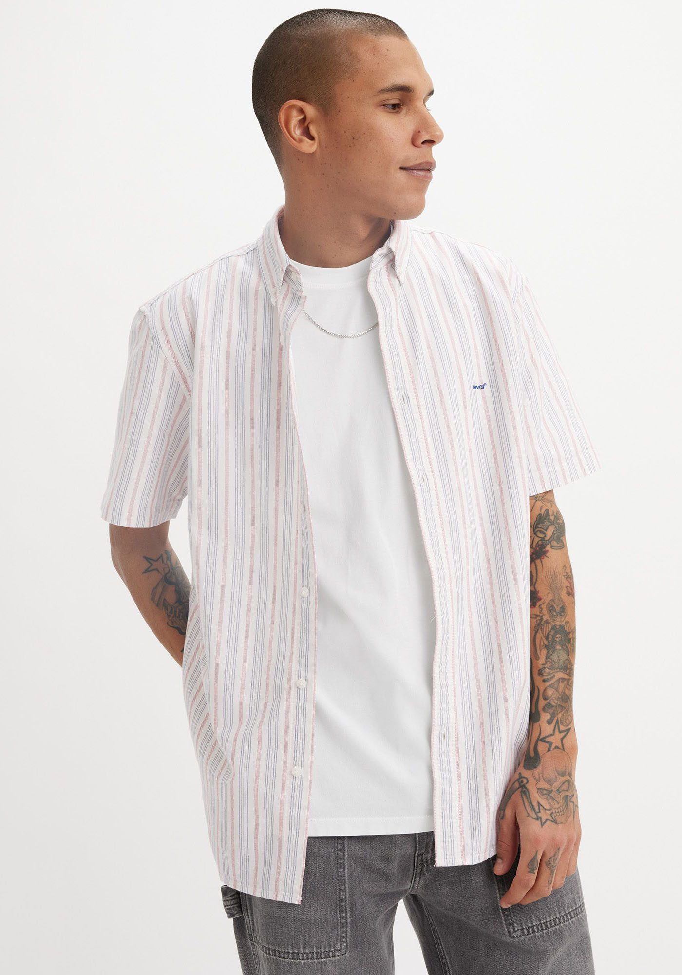 Levi's Overhemd met korte mouwen SS AUTHENTIC BUTTON DOWN in streepdessin van katoen