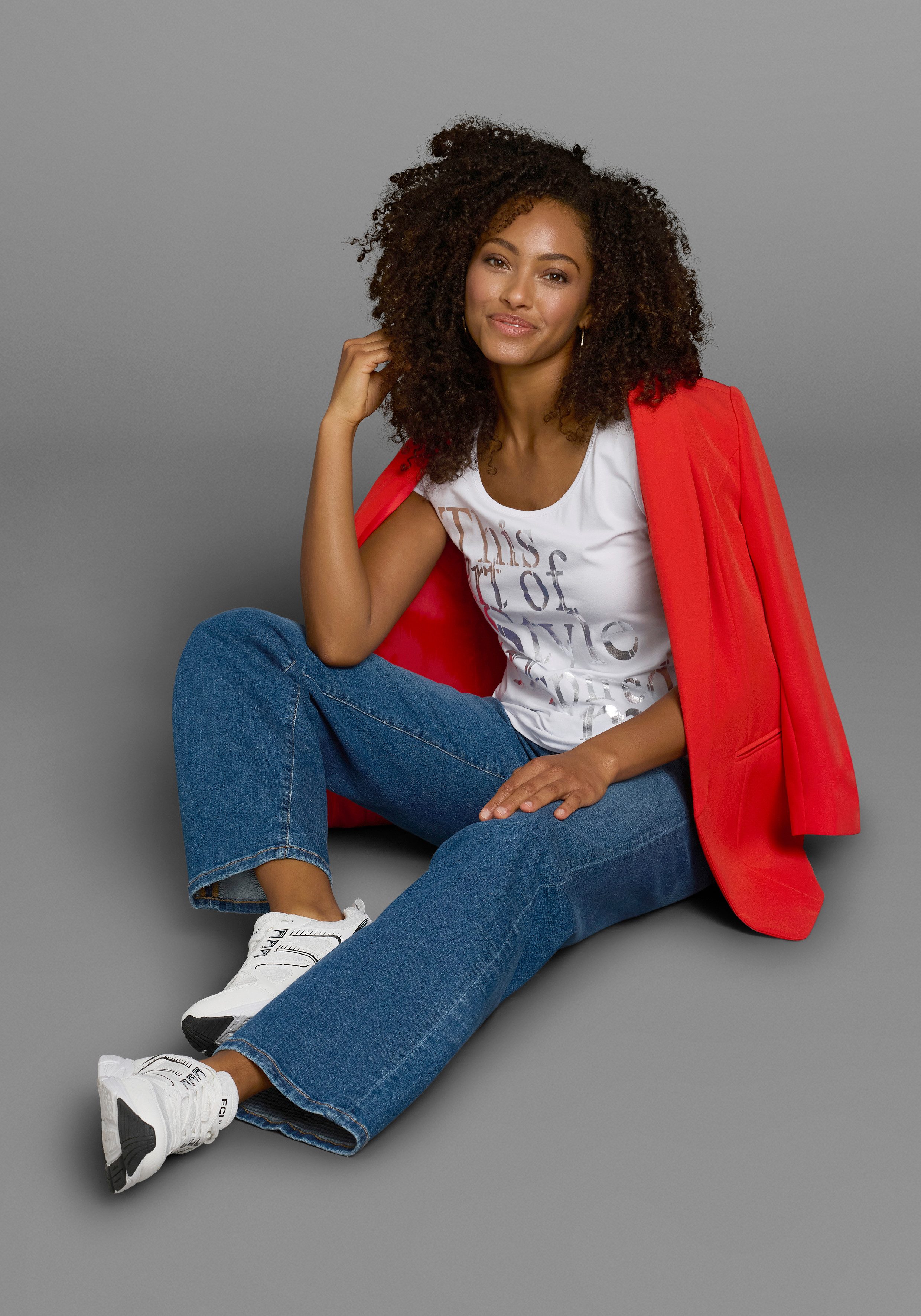 Laura Scott T-shirt zeer figuurvolgend, met frisse print, ronde hals, voor vrije tijd