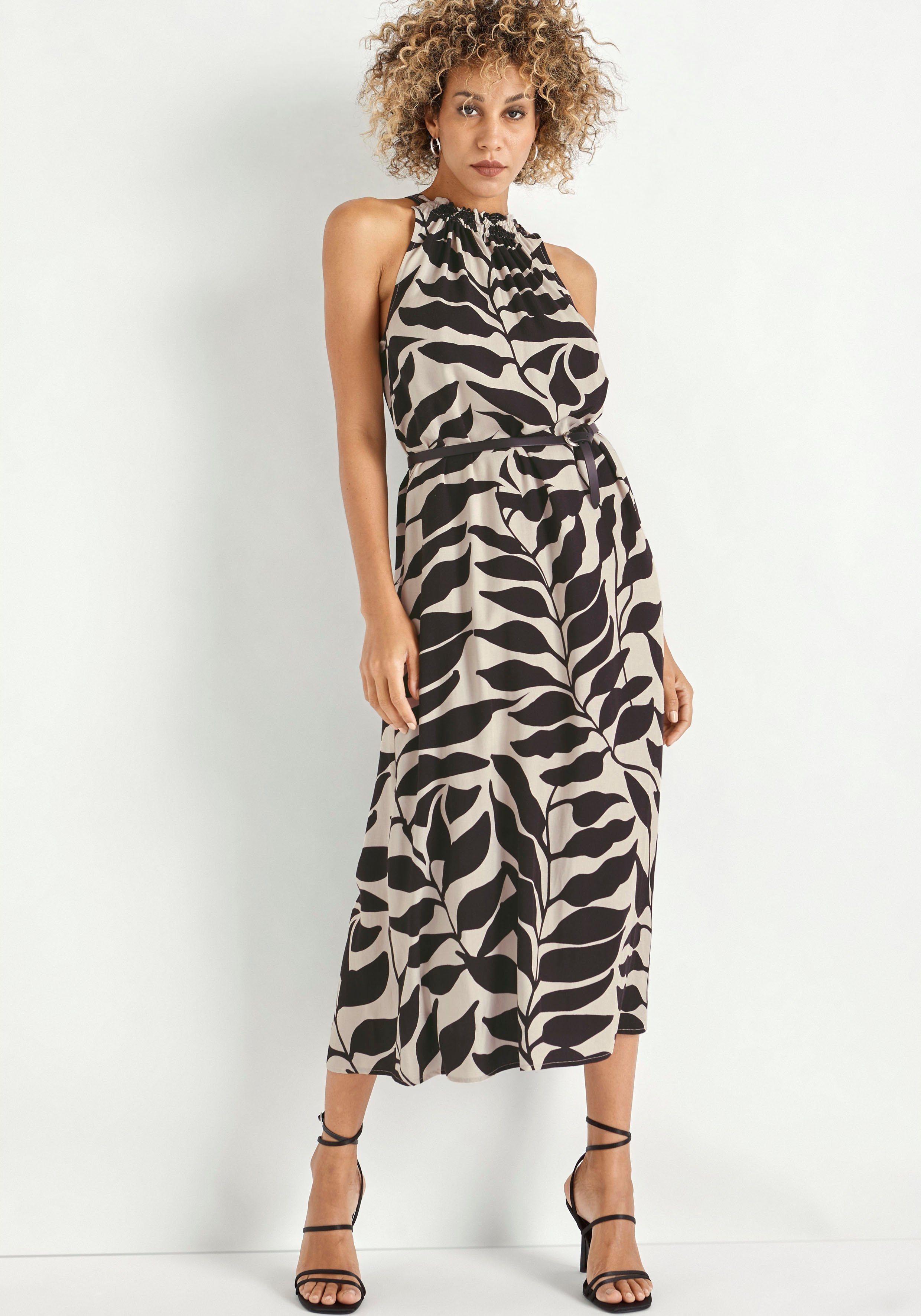 HECHTER PARIS Midi-jurk kuitlang, figuurvolgend, van viscose, met striksluiting