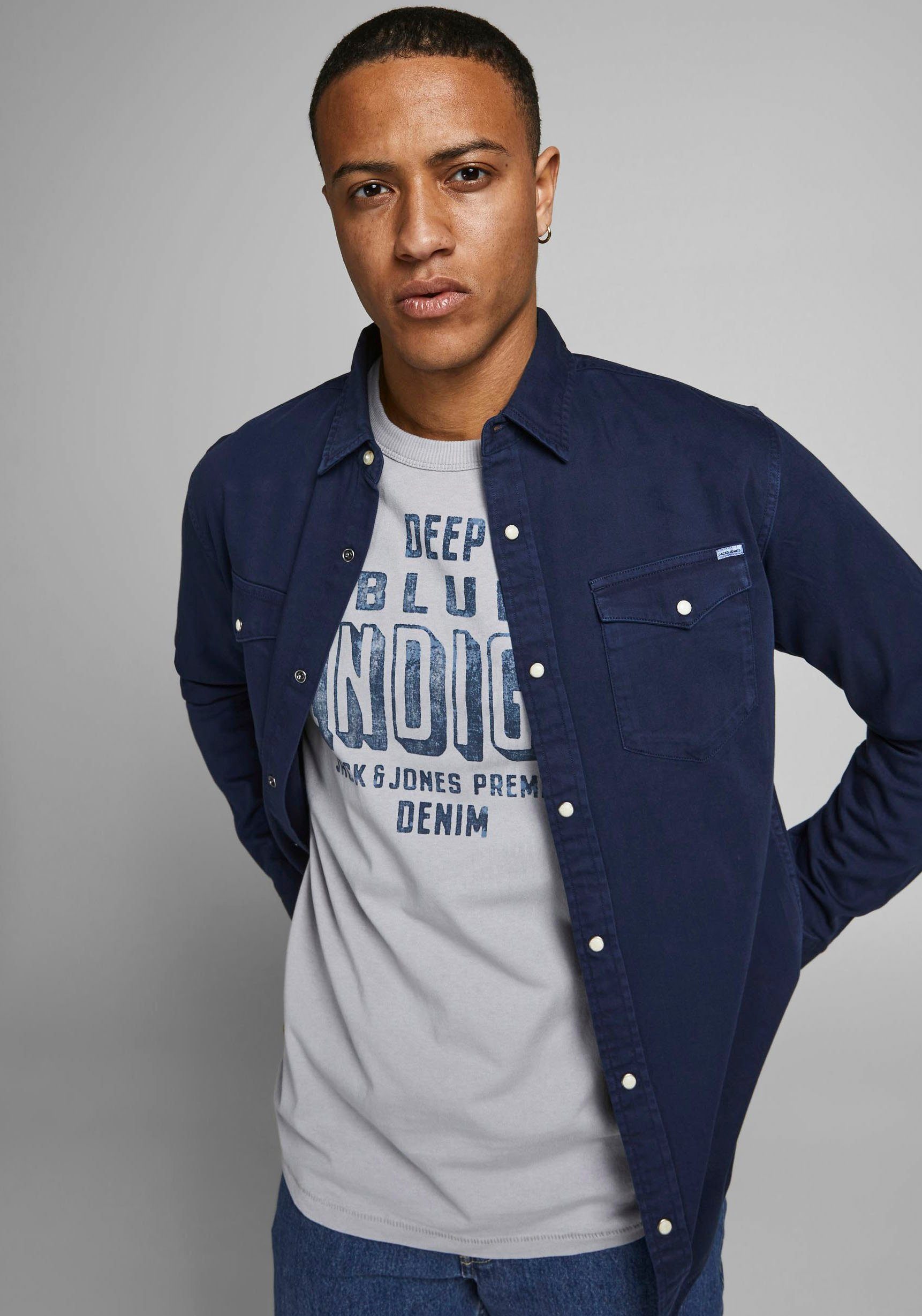Jack & Jones Jeans overhemd SHERIDAN SHIRT heren denim overhemden maat XS (42) blauw