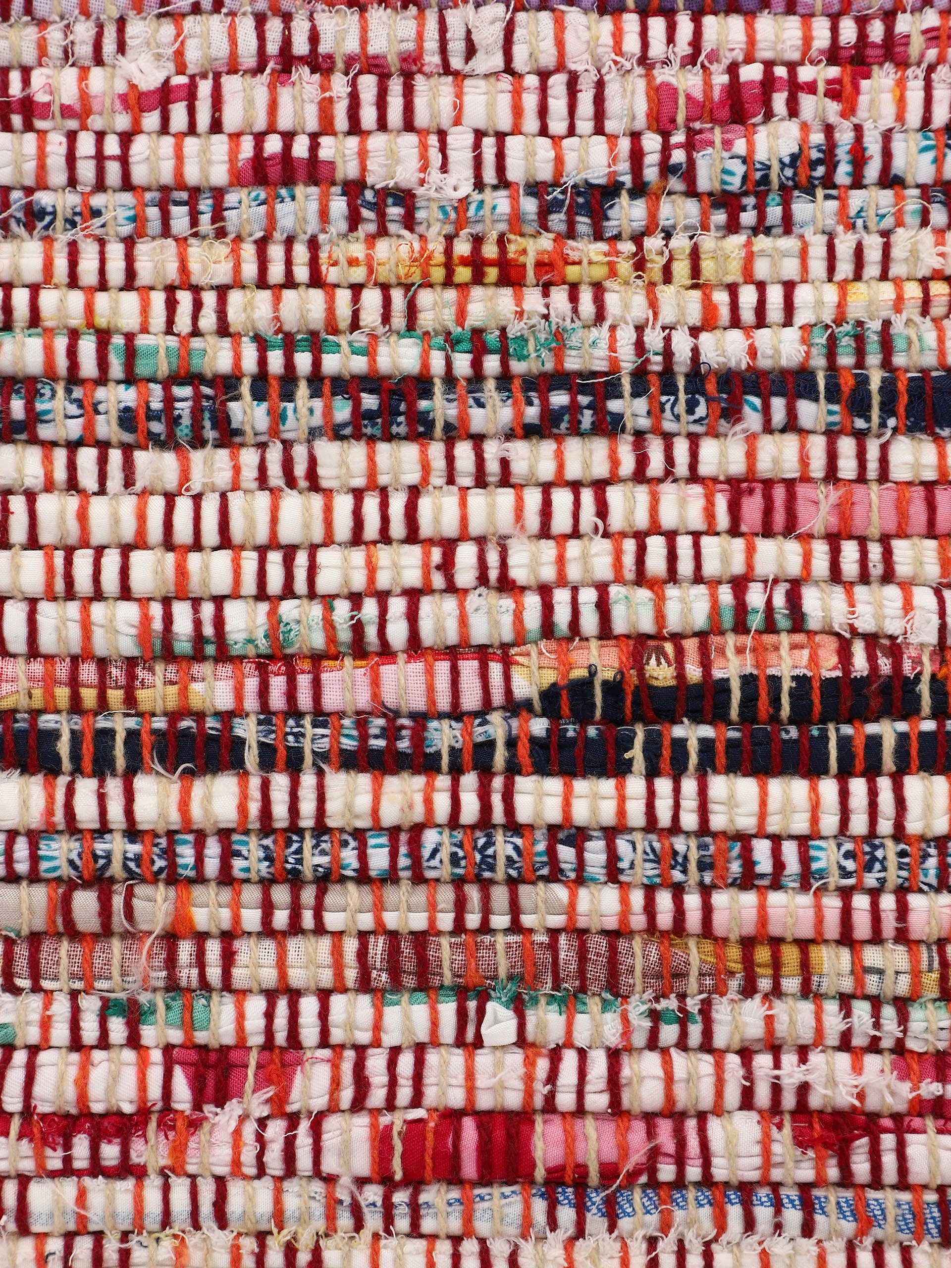 carpetfine Vloerkleed Kelim Chindi, omkeerbaar tapijt handgeweven, patchwork tapijt met franjes, ook verkrijgbaar in loperformaten