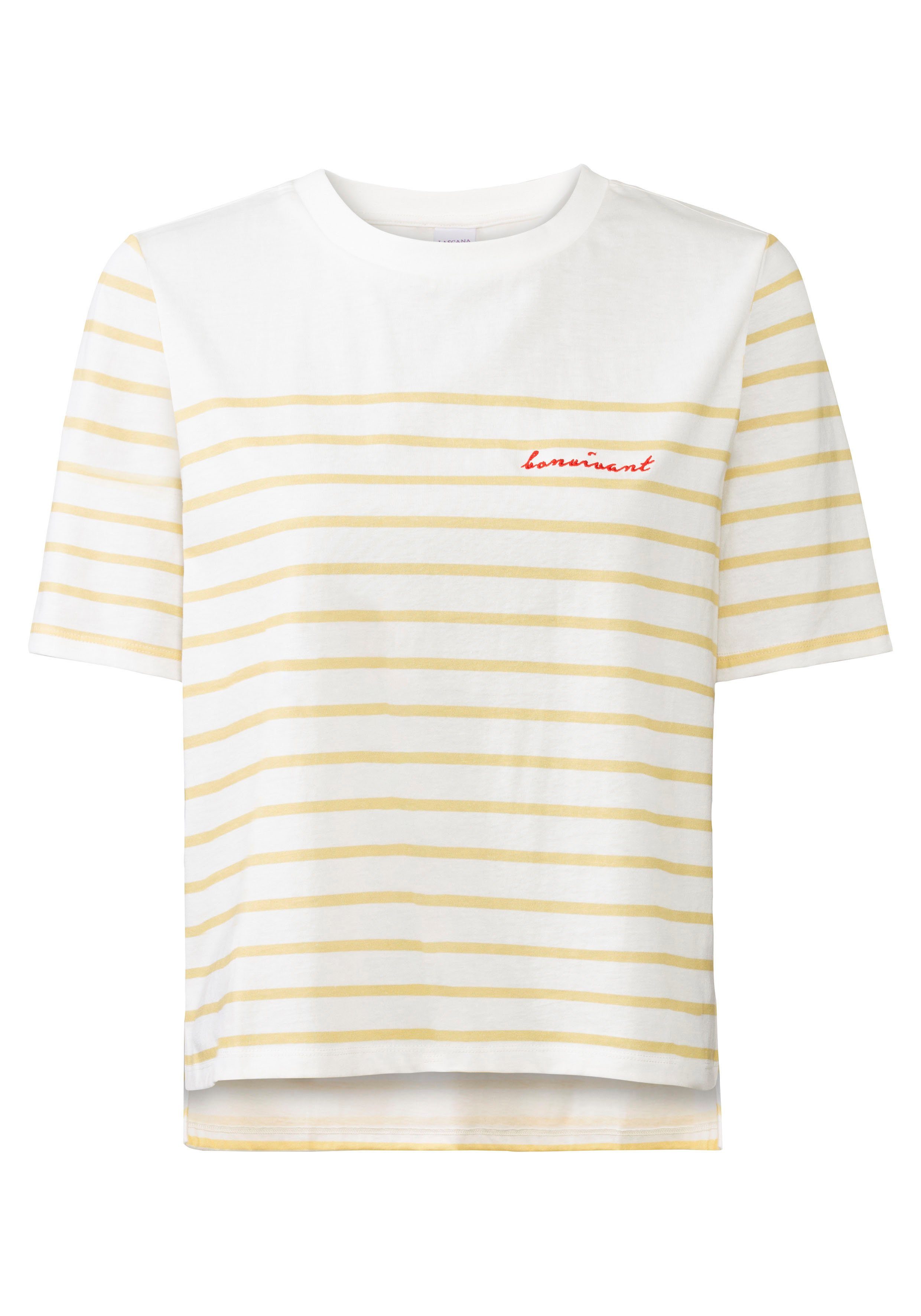 Lascana T-shirt met strepen, katoenen shirt met korte mouwen, slanke look, basic