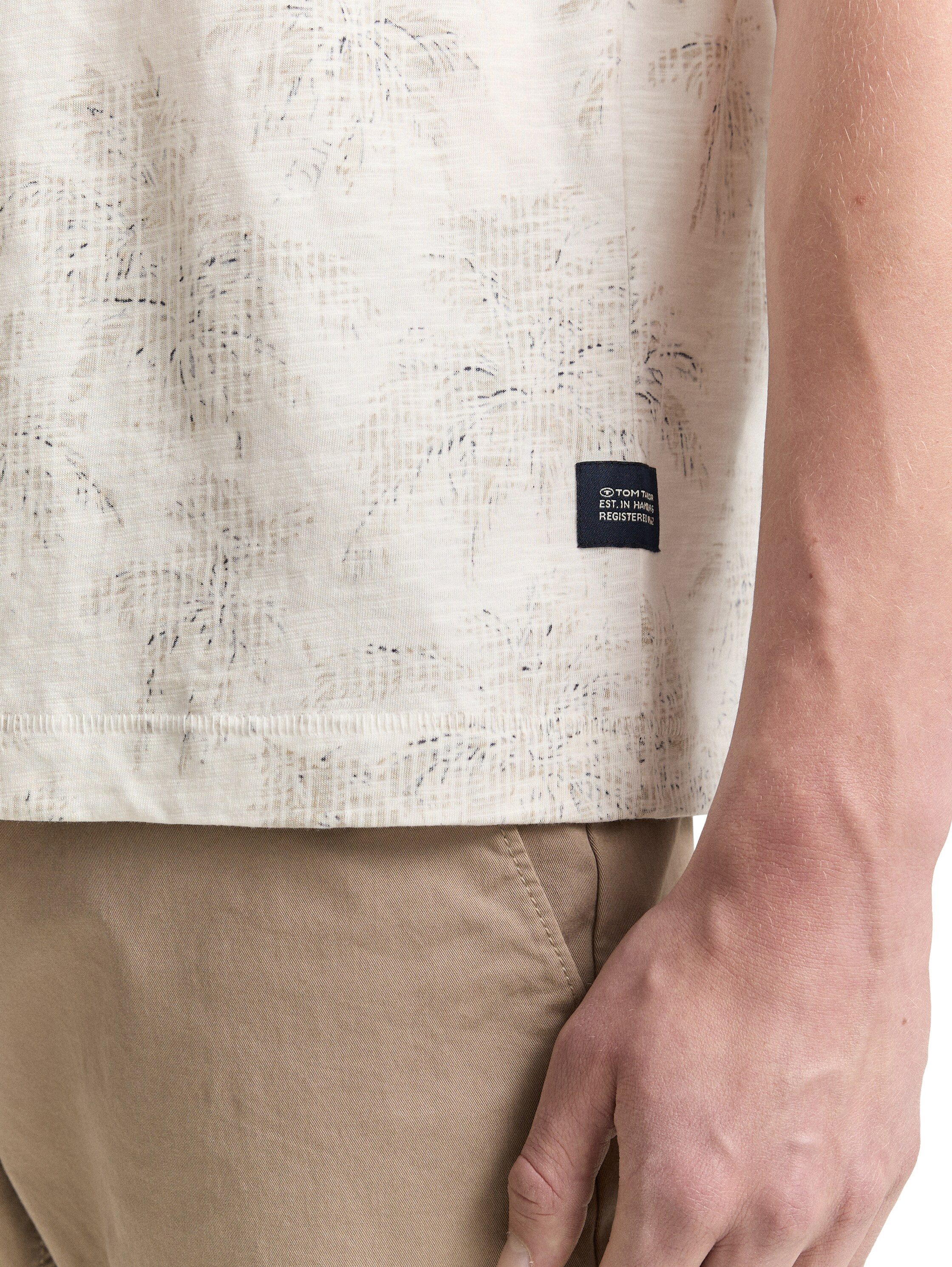 Tom Tailor T-shirt met all-over palmenprint