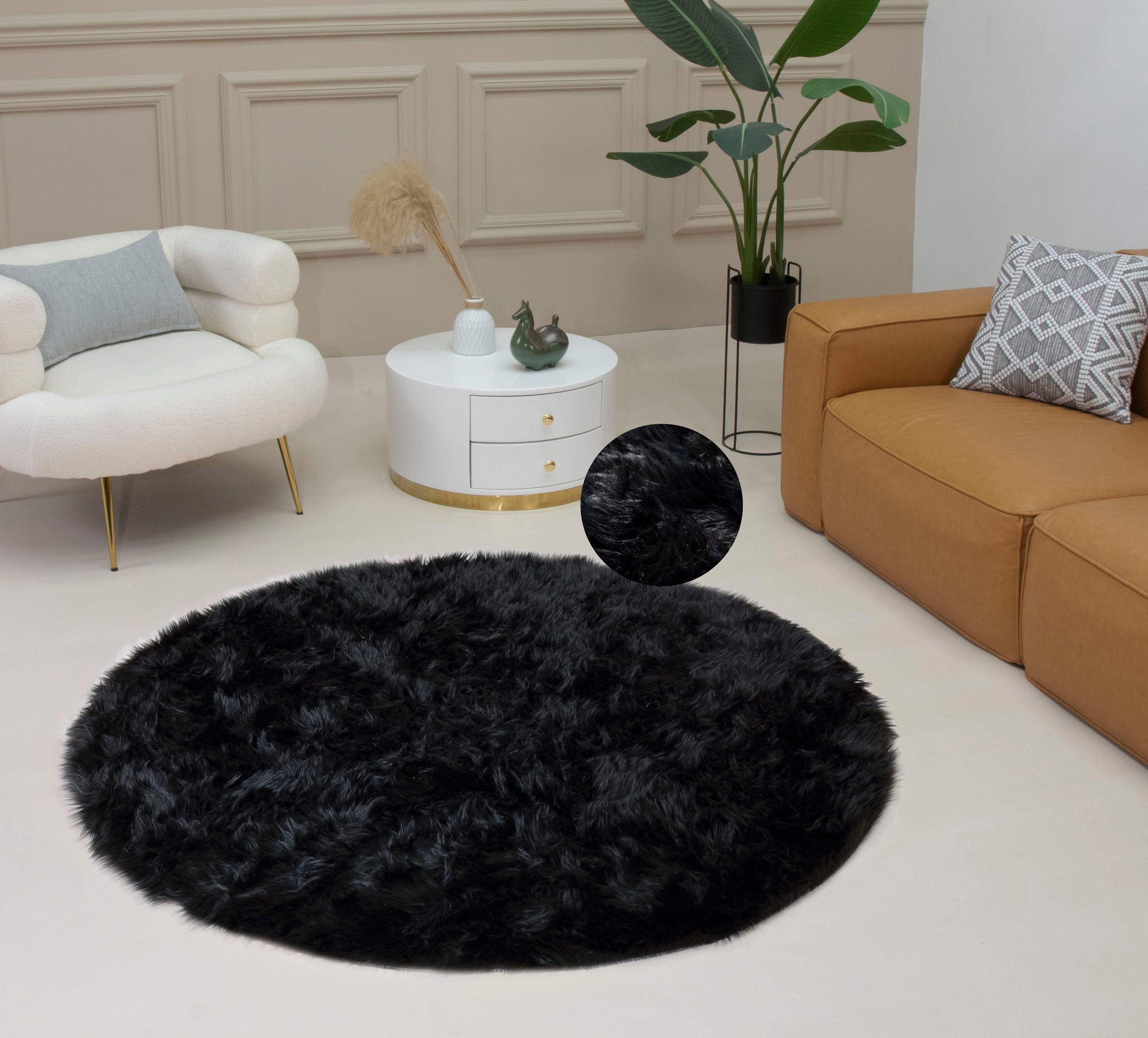 my home Vachtvloerkleed Dena, hoogpolige tapijten Imitatiebont, zacht, unikleuren, woonkamer, slaapkamer, eetkamer