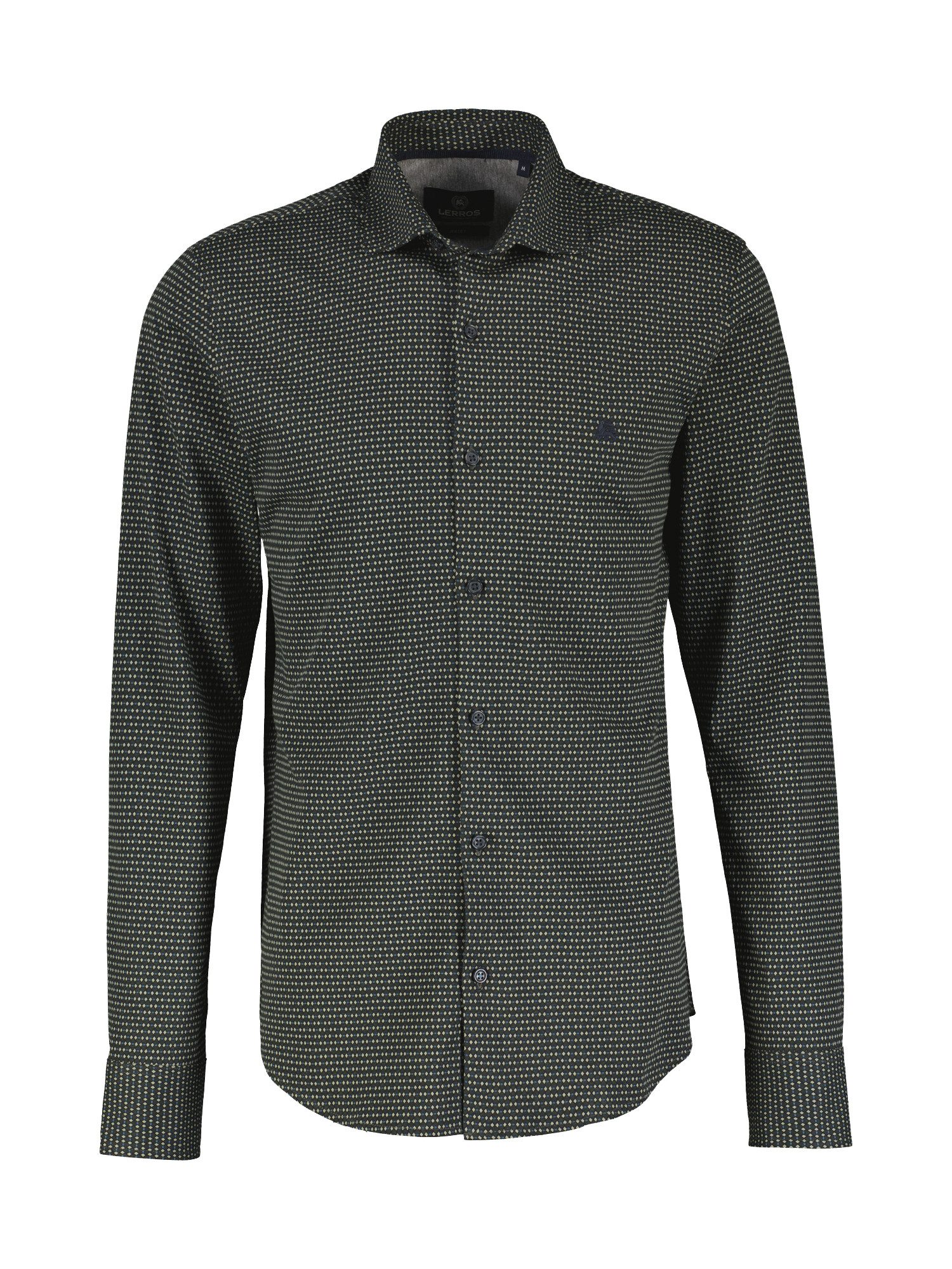 Lerros Overhemd met lange mouwen LERROS heren jersey shirt met haifischkraag heren overhemden maat S groen