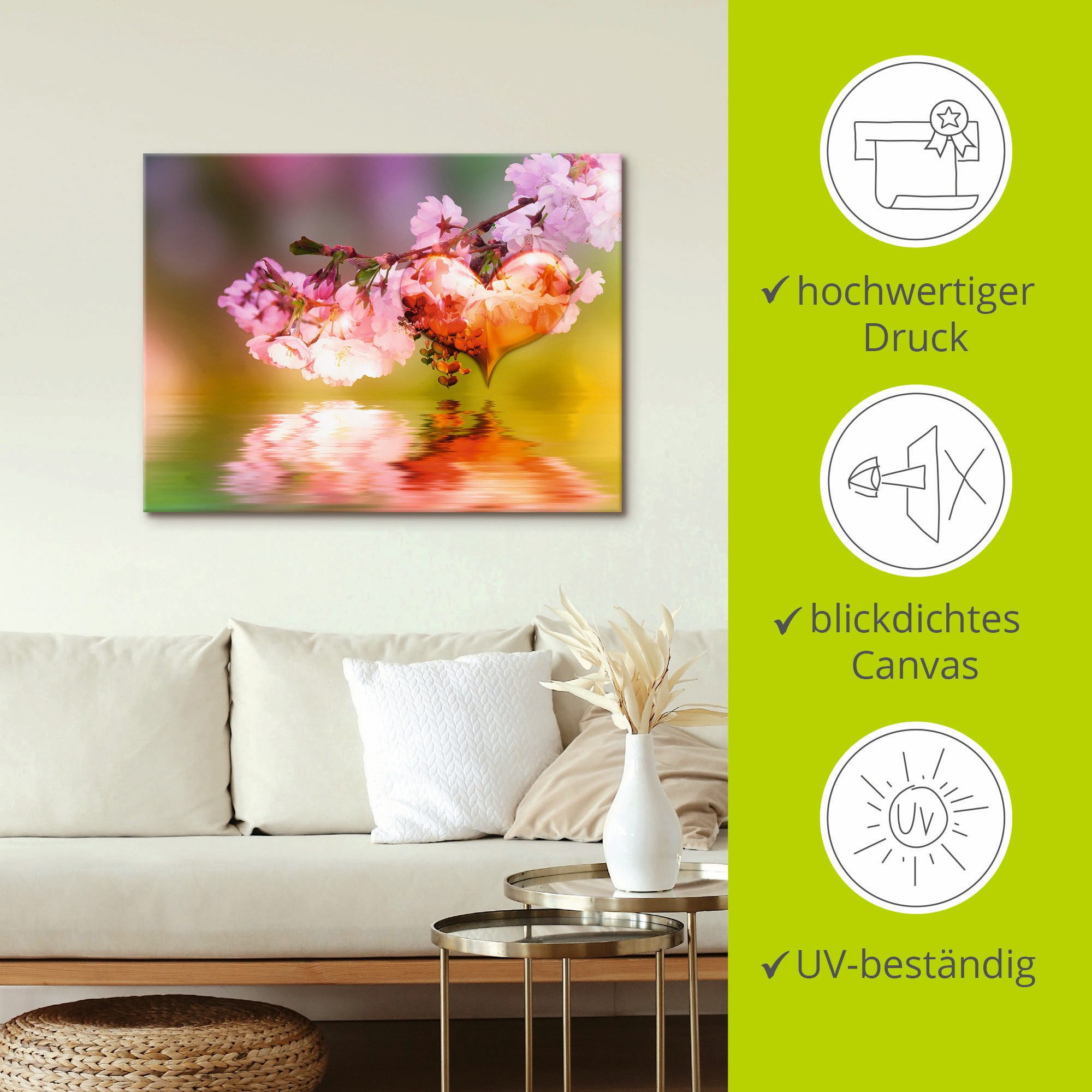 Artland Artprint op linnen Voorjaarshart gespannen op een spieraam