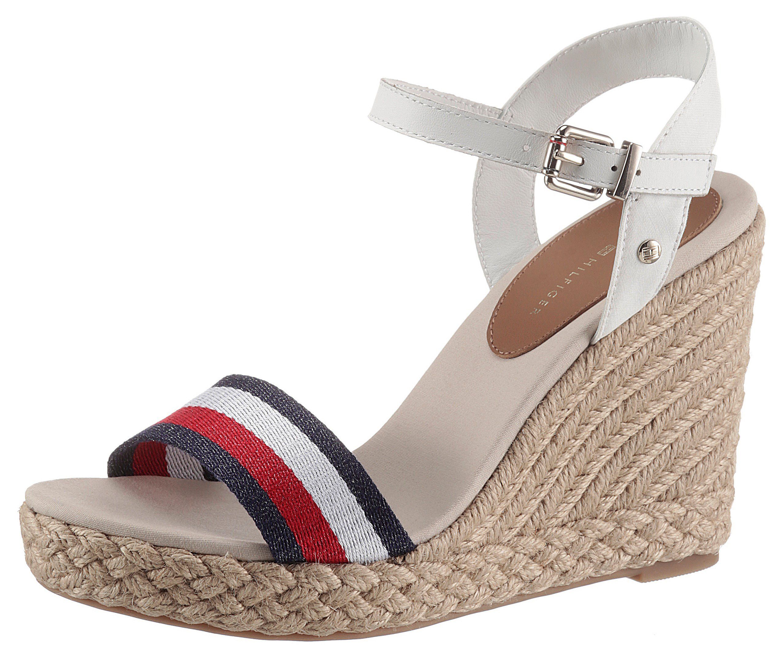 Tommy Hilfiger Highheel sandaaltjes SHIMMERY RIBBON HIGH WEDGE met  gestreepte band in de online winkel | OTTO