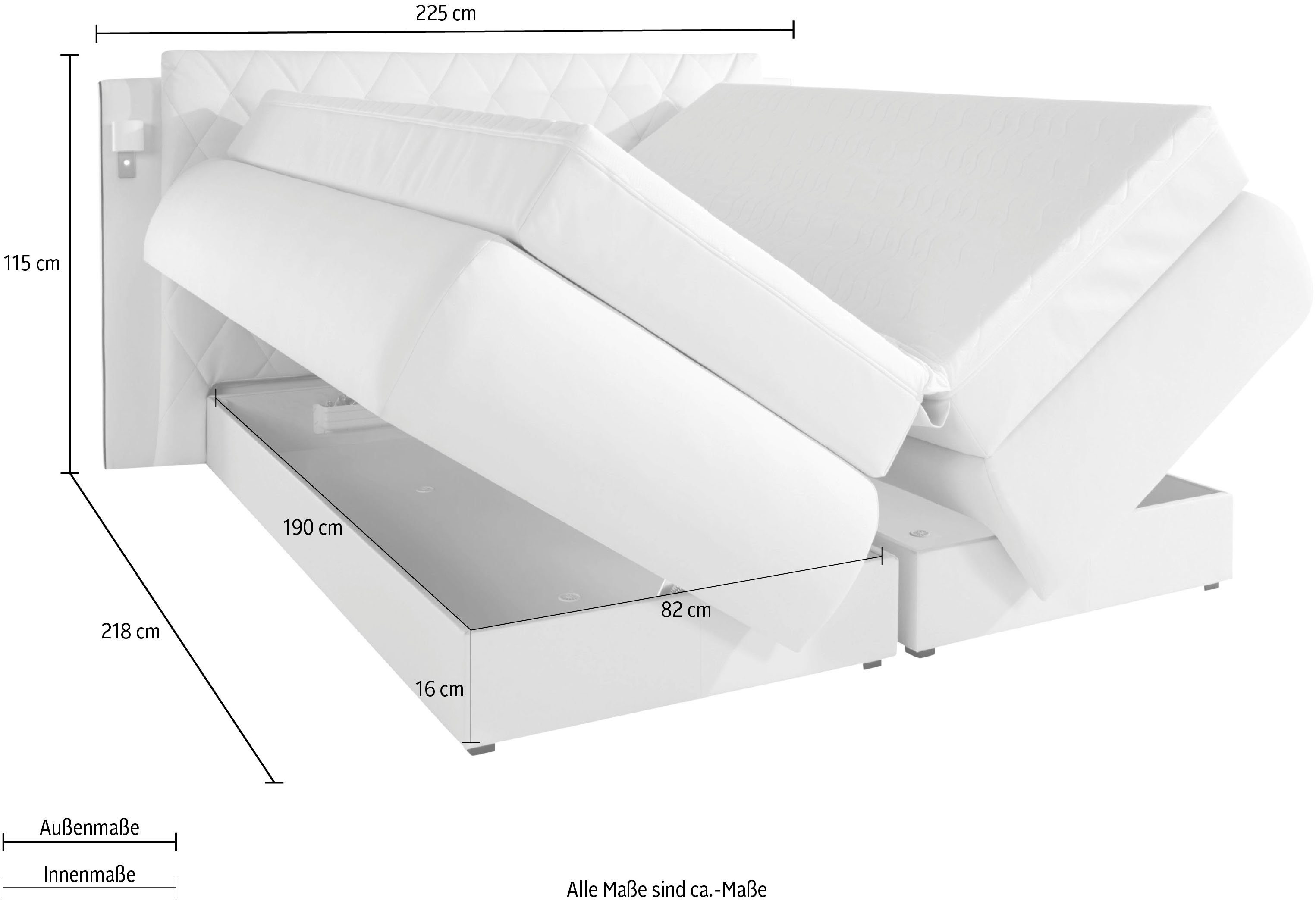 COLLECTION AB Boxspring inclusief bedkist, ledverlichting en topmatras
