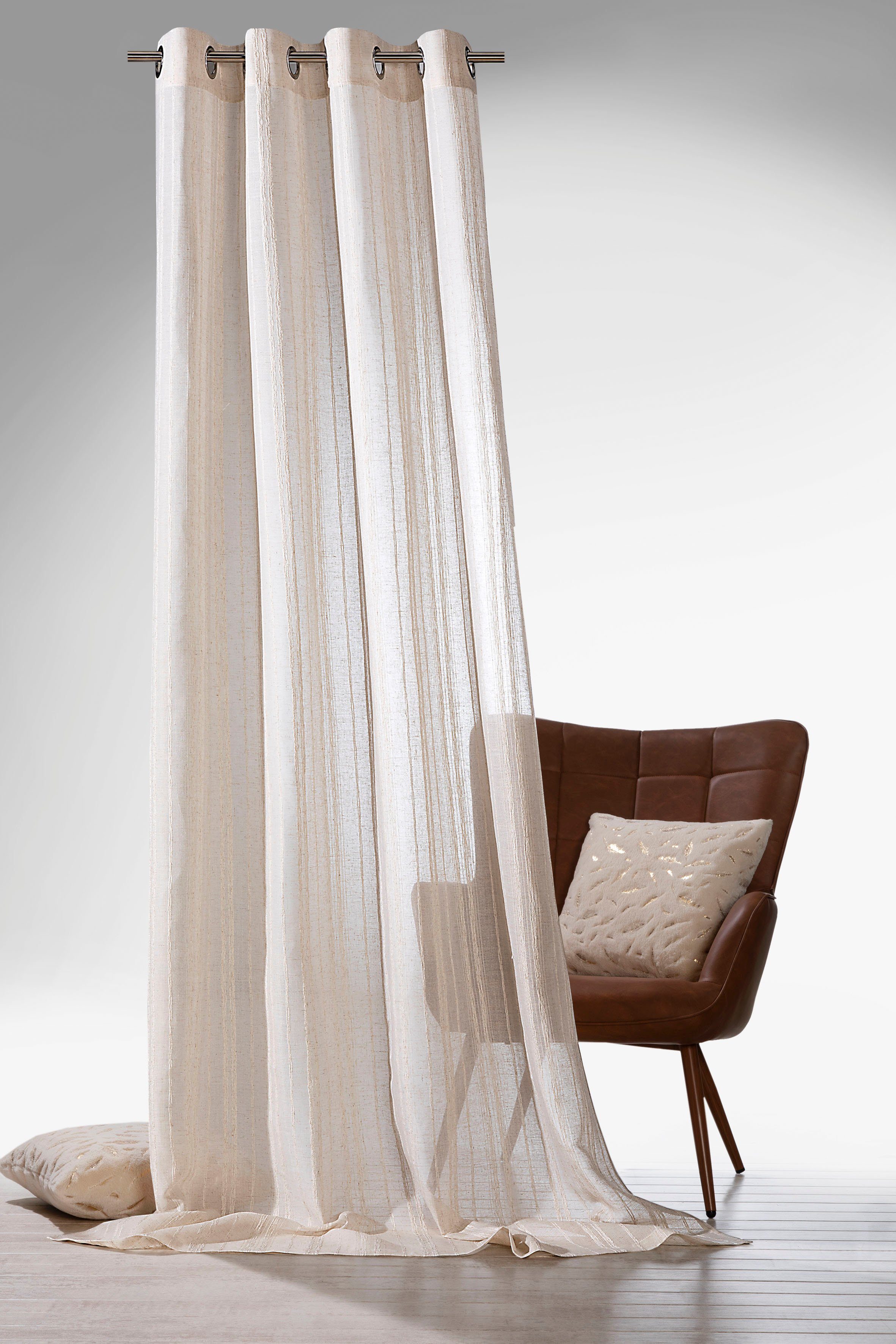 Weckbrodt Gordijn Natural Linen (1 stuk) kant & klaar gordijnen