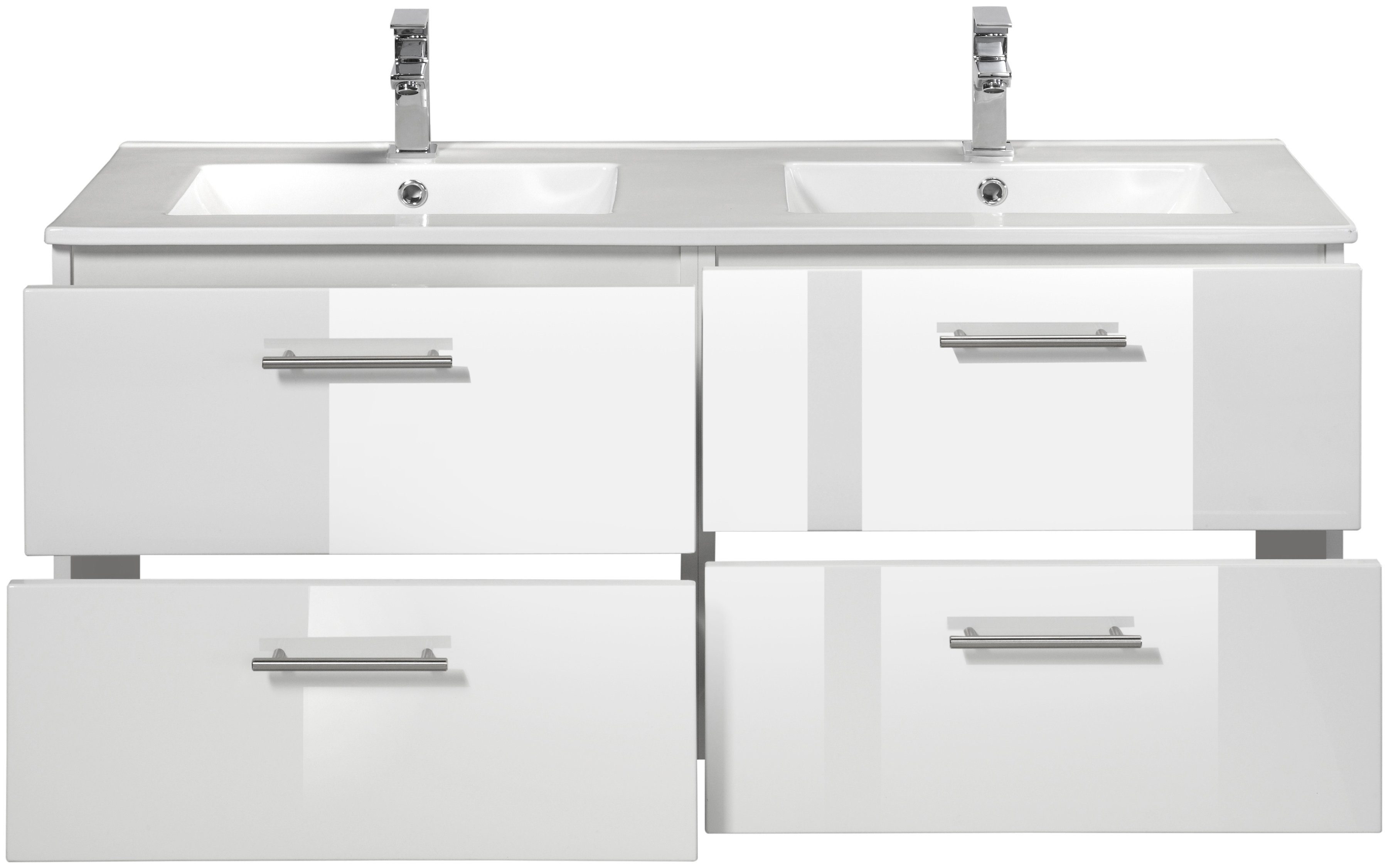 welltime Dubbele wastafel Trento, in verschillende designs en kleuren Badkamermeubel in breedte 120 cm, 2 dubbele wasbak ter keuze
