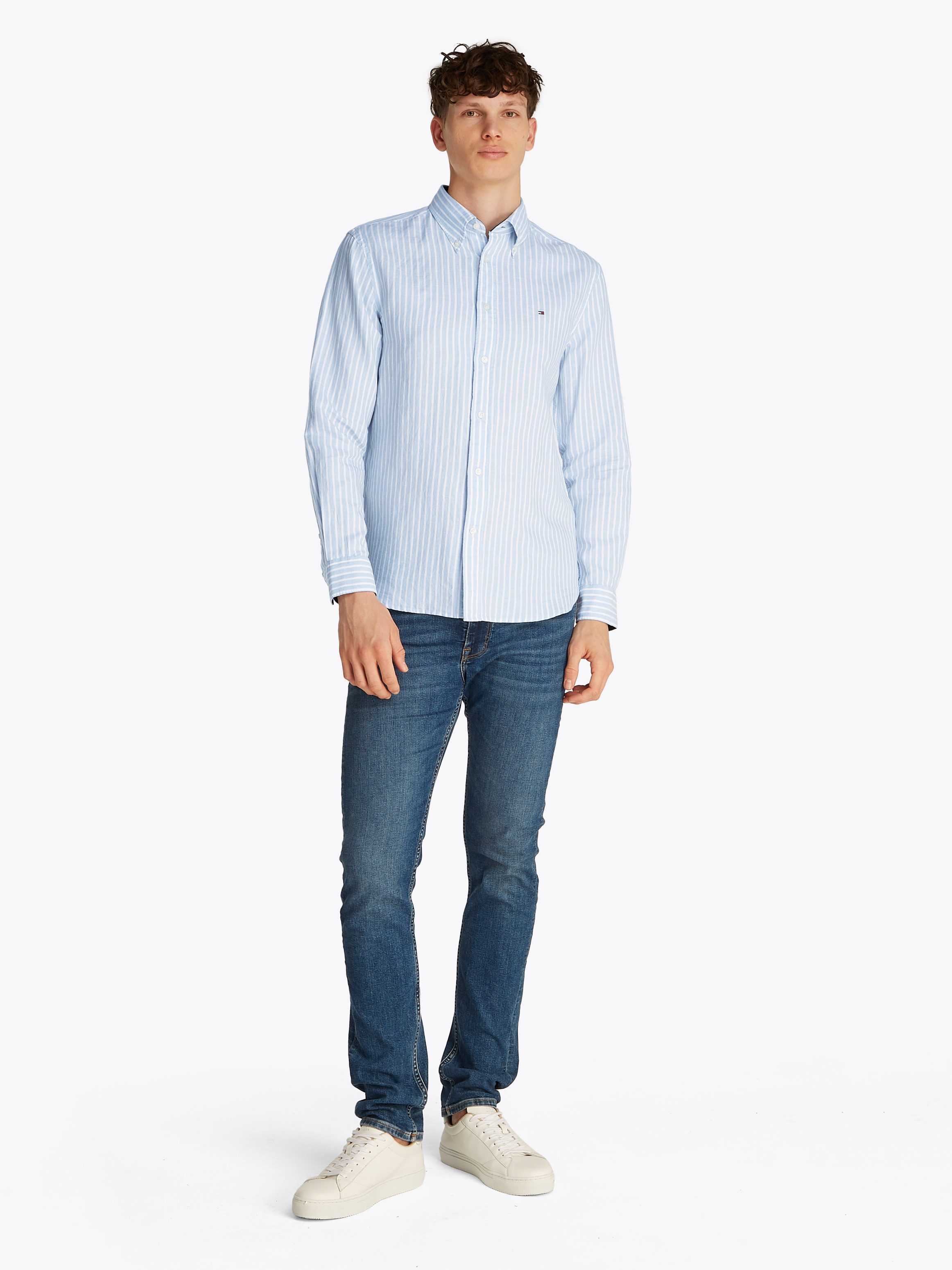 Tommy Hilfiger Overhemd met lange mouwen LINEN BLEND BOLD STRIPE
