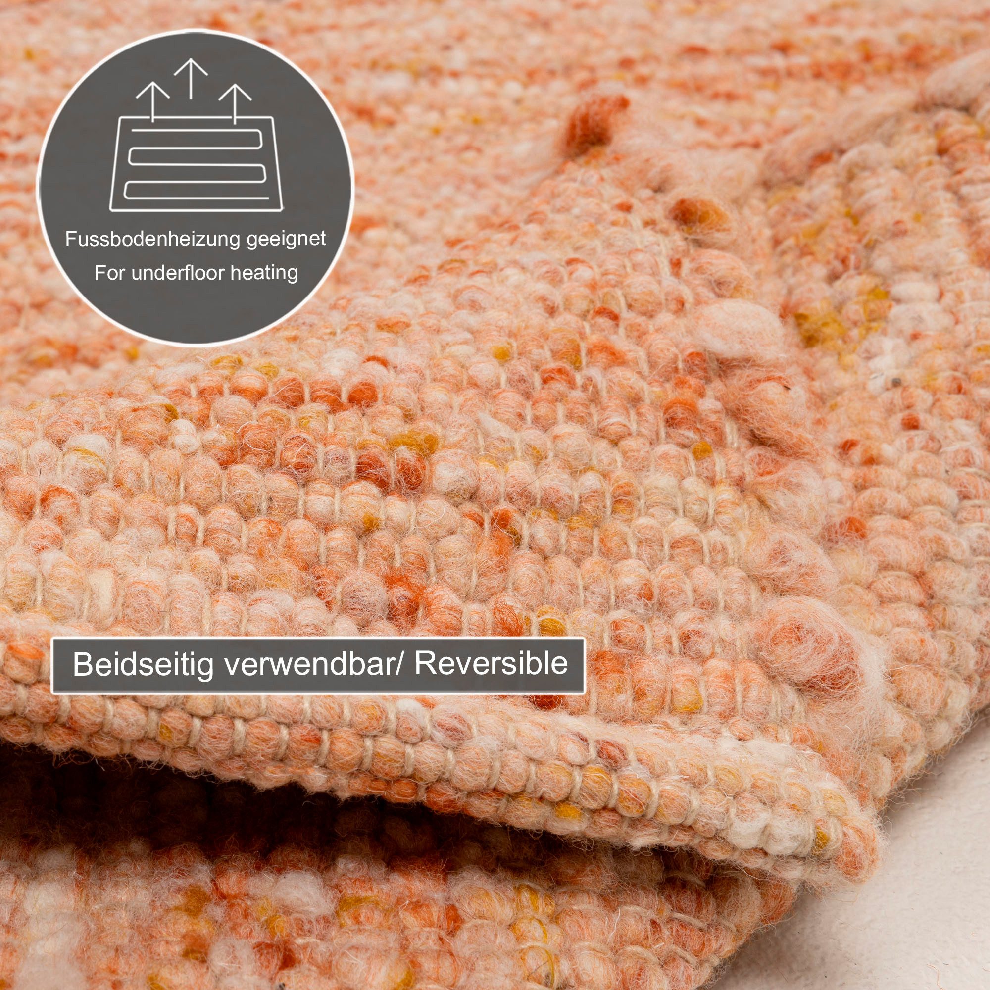 THEKO Wollen kleed Plezier in de bergweide Handgeweven tapijt, 100% wol, gemeleerd, handgeweven, omkeerbaar tapijt