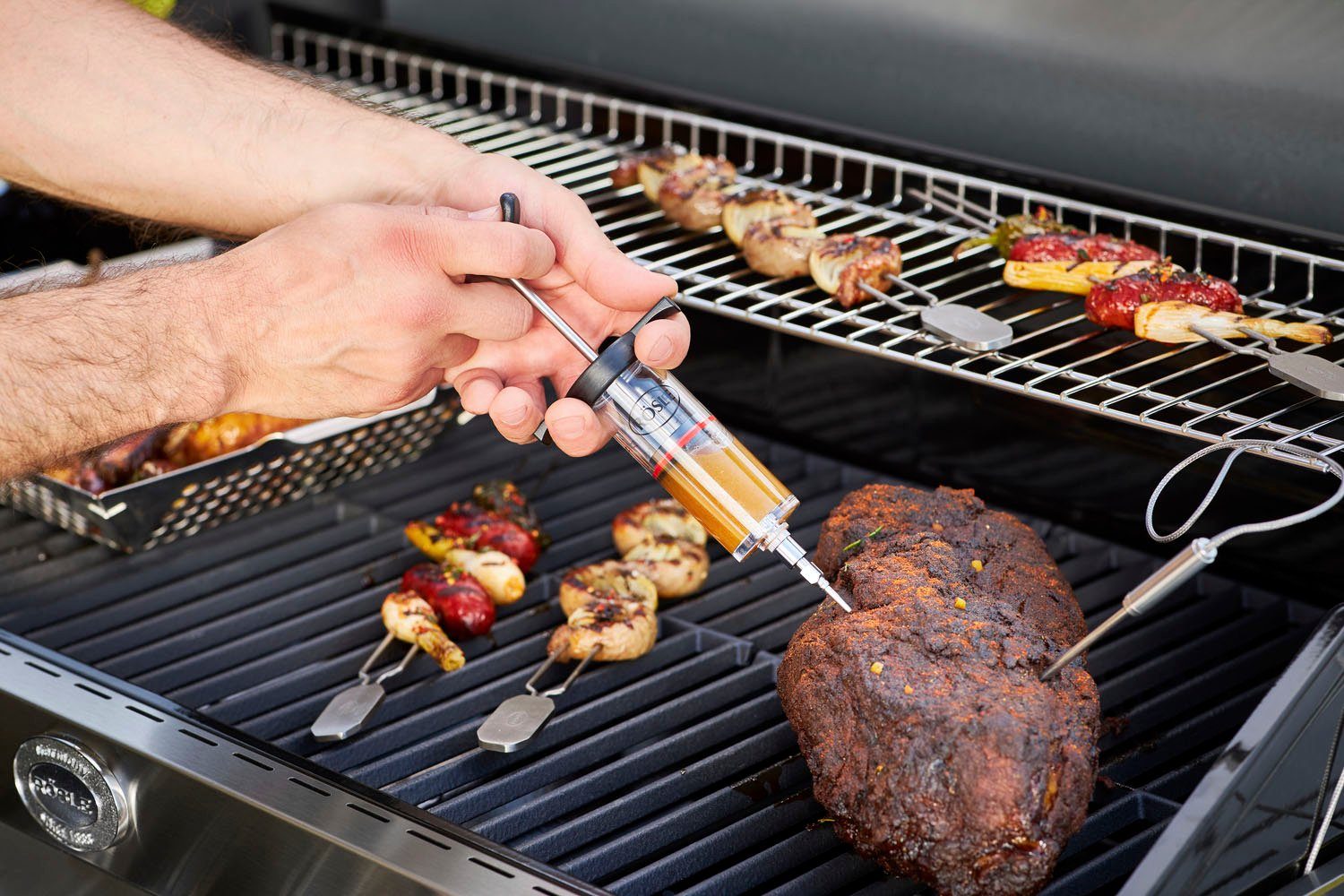 ROESLE Grillthermometer SlideX, 25086 digitale kerntemperatuurmeter, 5 niveaus, –20 / +250 °c